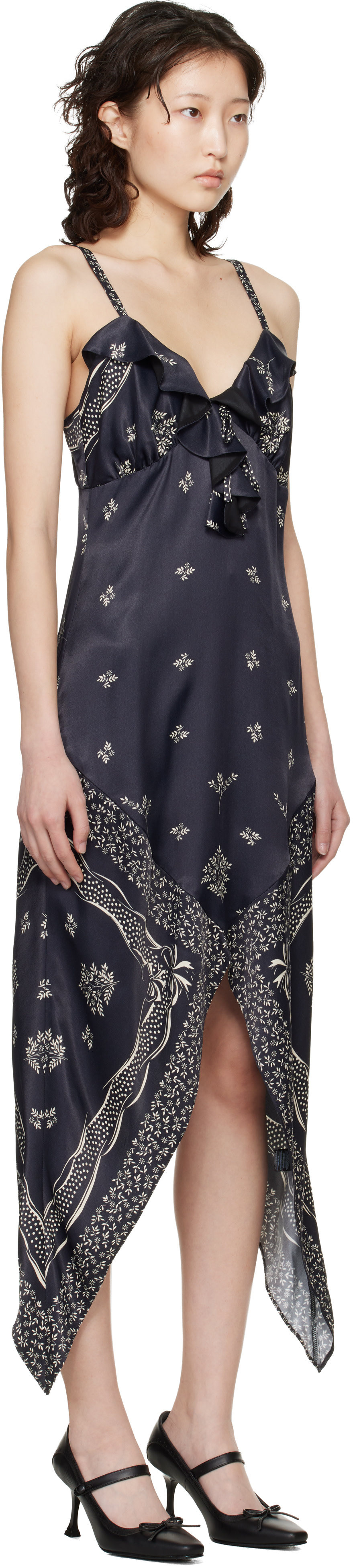 Anna Sui - Robe mouchoir midi noire