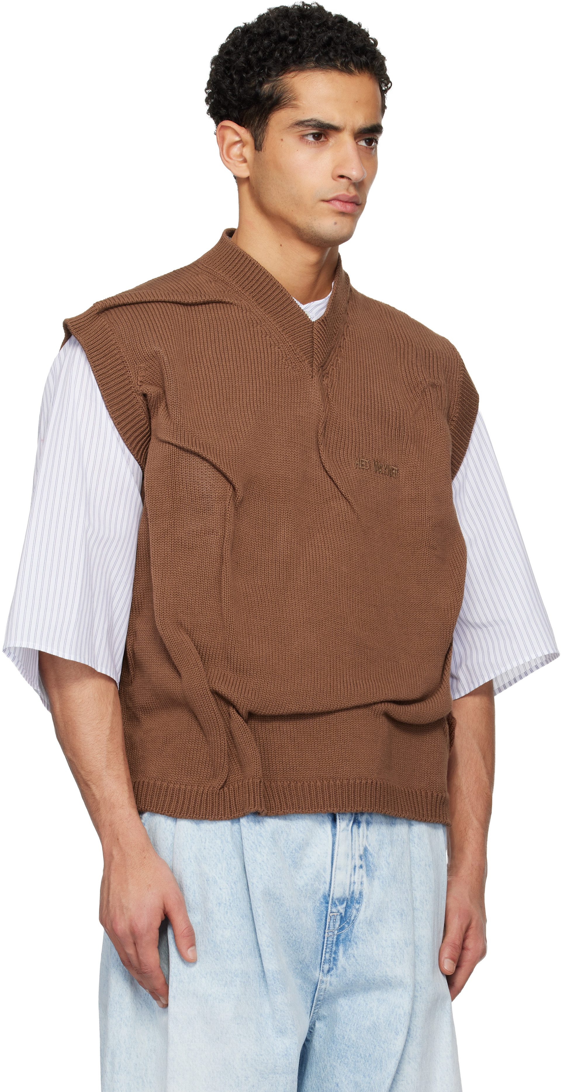Hed Mayner - Brown Knit Sweater Vest