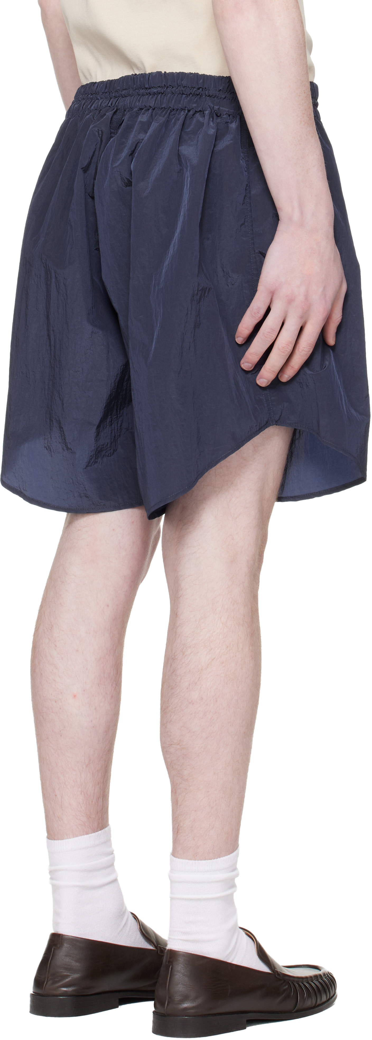 Hed Mayner - Navy Curved Shorts