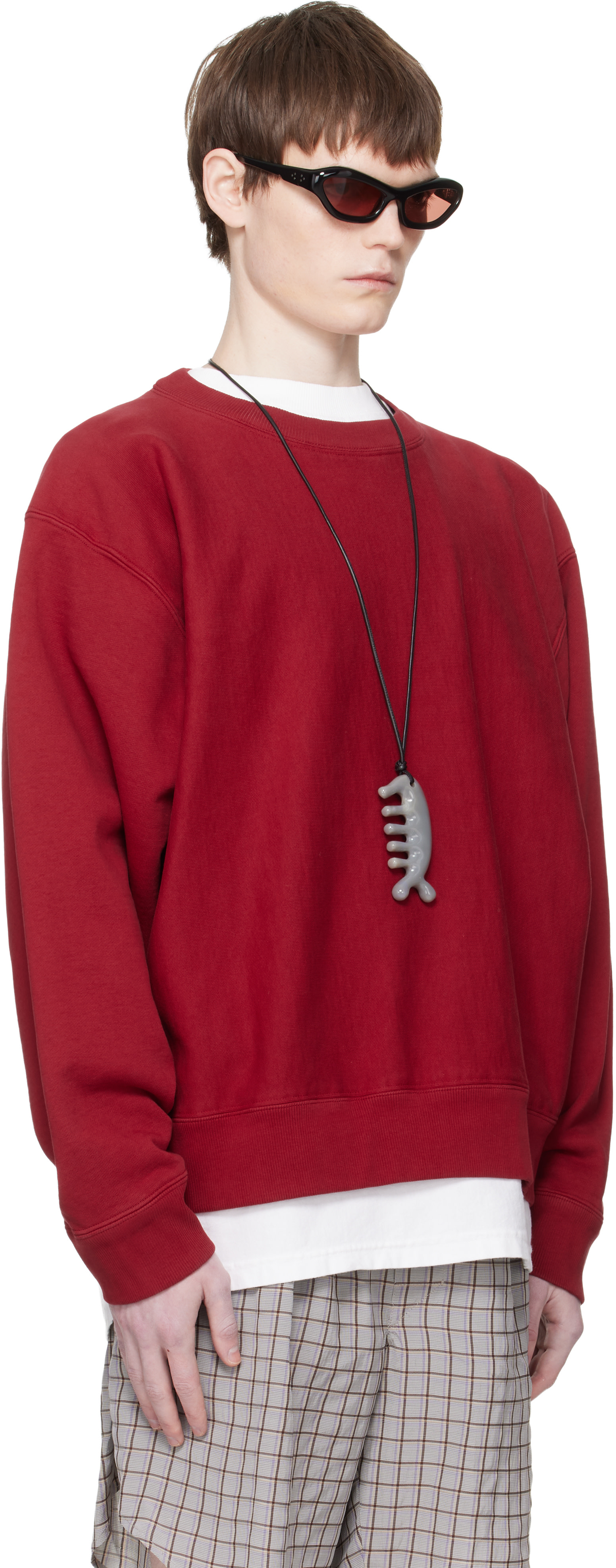 Hed Mayner: Red Embroidered-Logo Sweatshirt | SSENSE