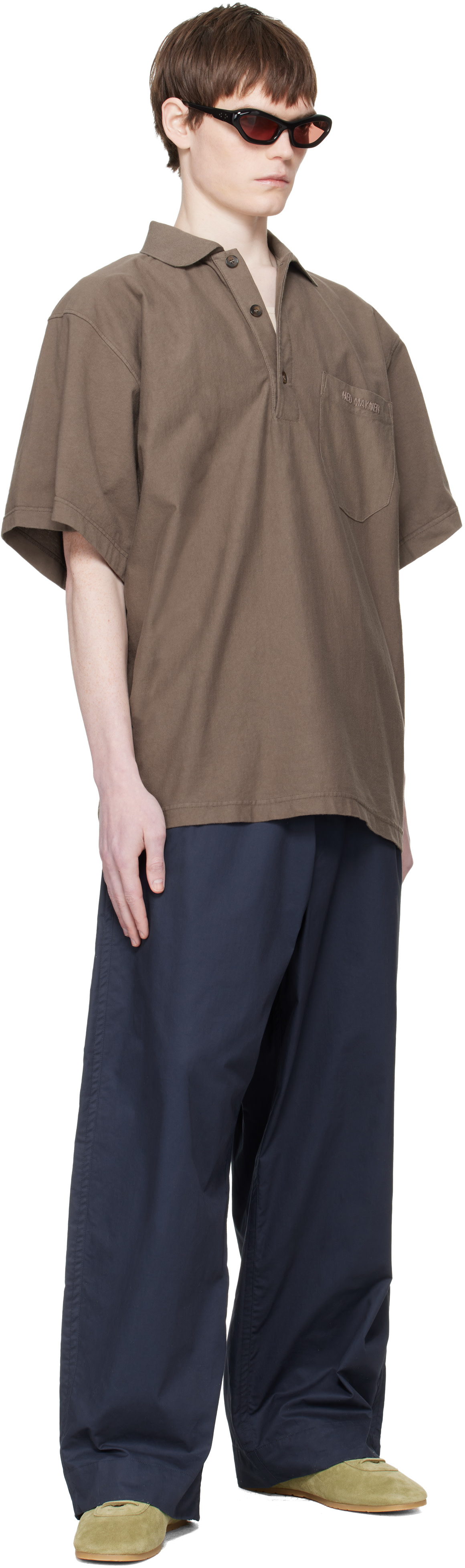 Hed Mayner: Taupe Garment-Dyed Polo | SSENSE