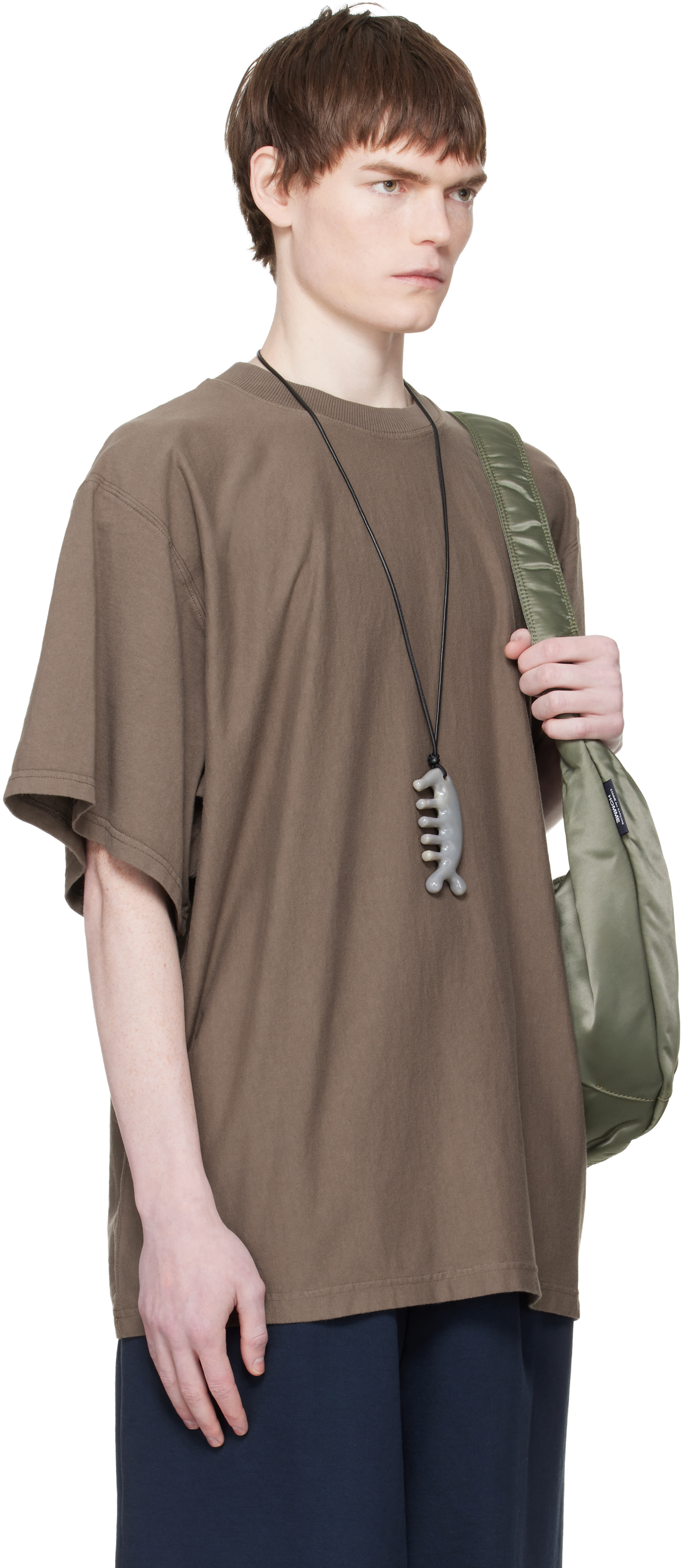 Hed Mayner: Taupe Embroidered-Logo T-shirt | SSENSE