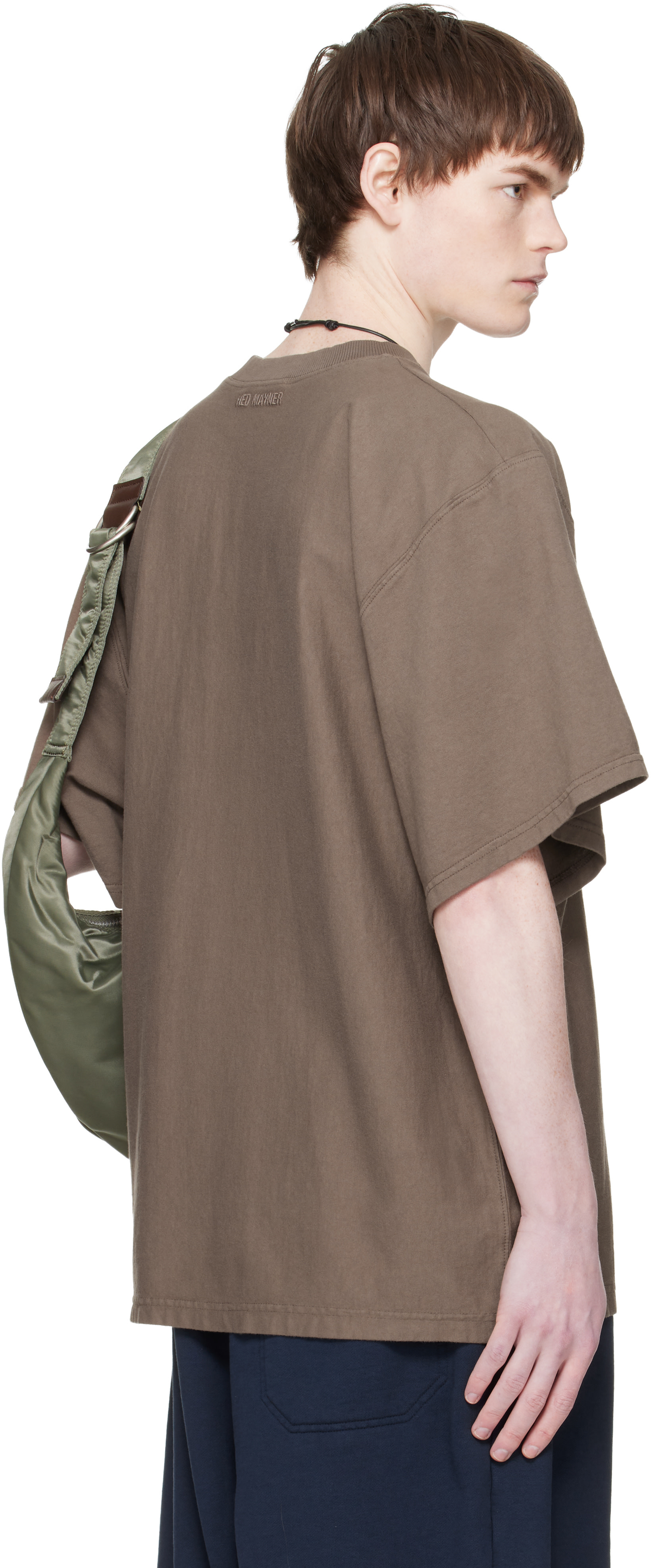 Hed Mayner: Taupe Embroidered-Logo T-shirt | SSENSE