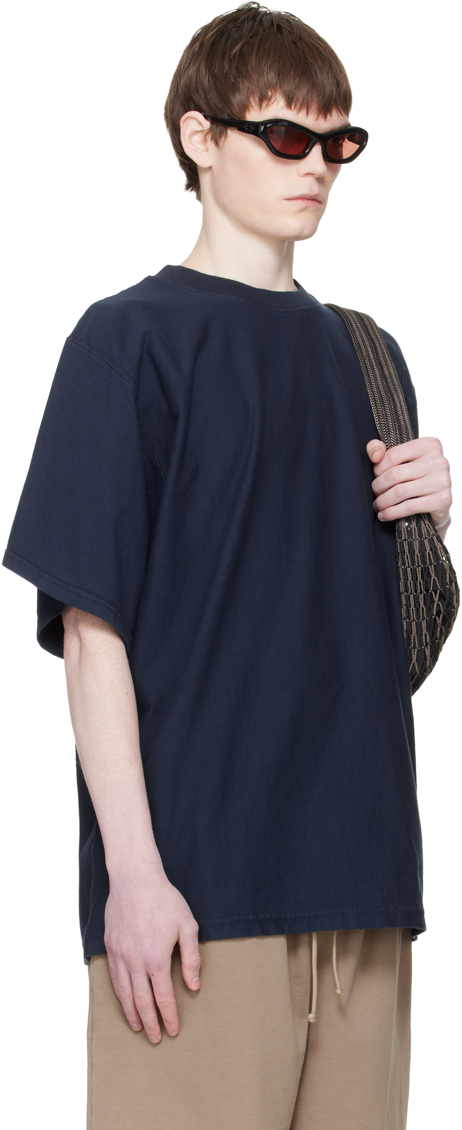 Hed Mayner: Navy Embroidered-Logo T-shirt | SSENSE
