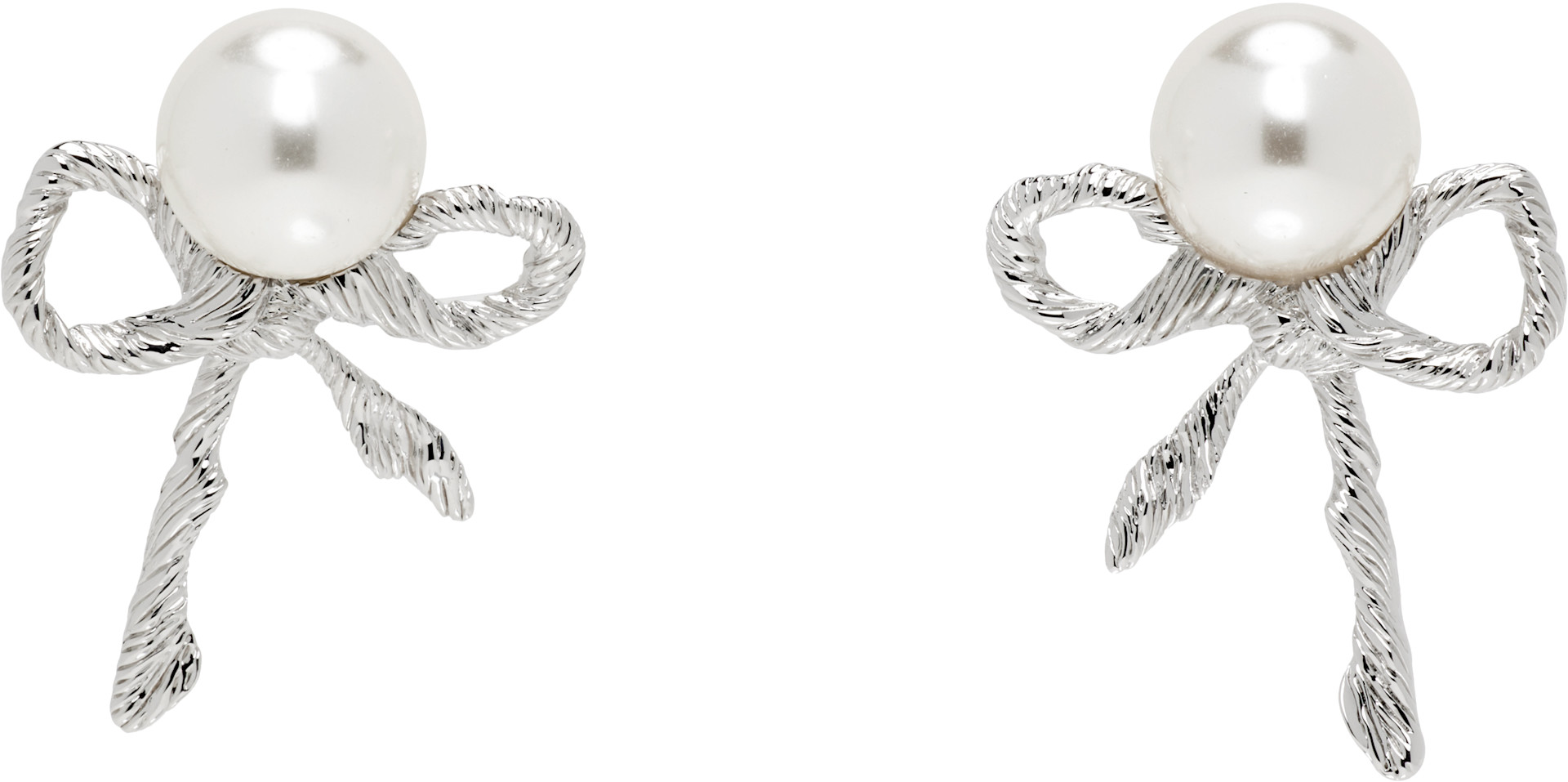 SHUSHU/TONG: YVMIN Edition Twisted Rope Bow Faux-Pearl Earrings