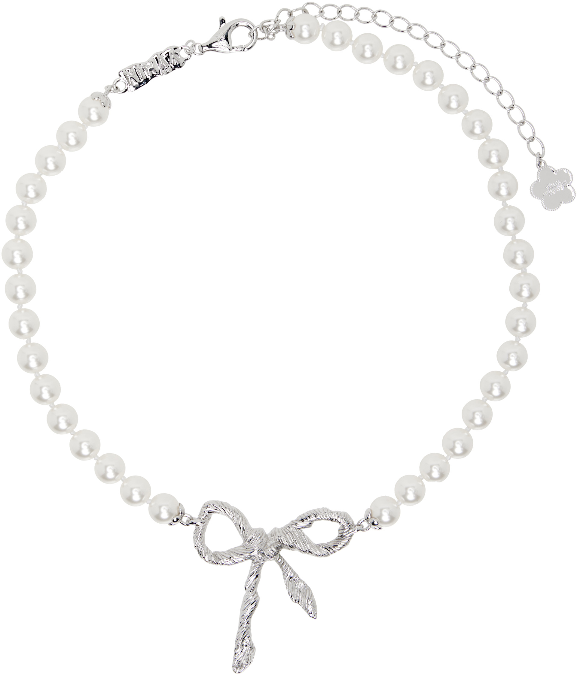 SHUSHU/TONG: YVMIN Edition Twisted Rope Bow Pearl Necklace