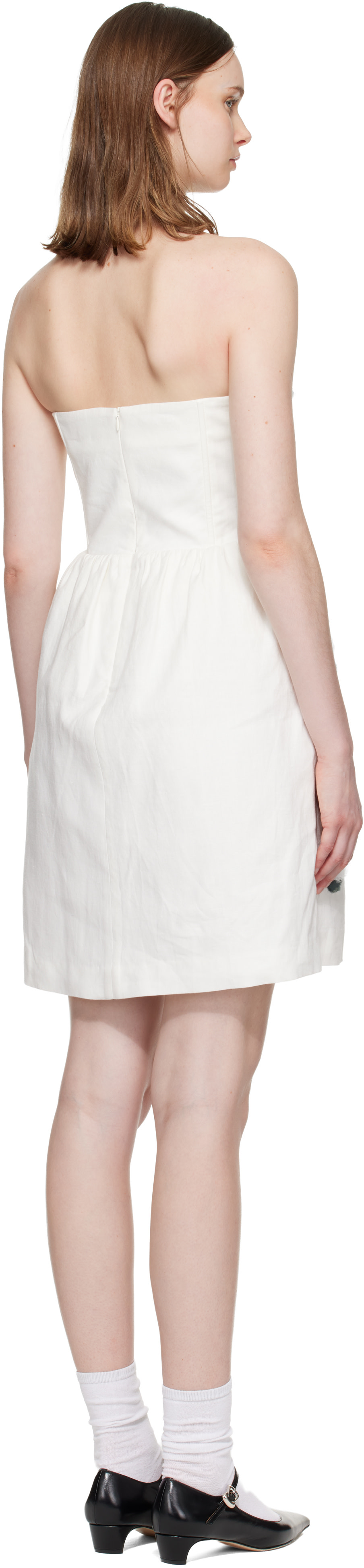 SHUSHU/TONG: White Floral Appliqué Strapless Minidress | SSENSE