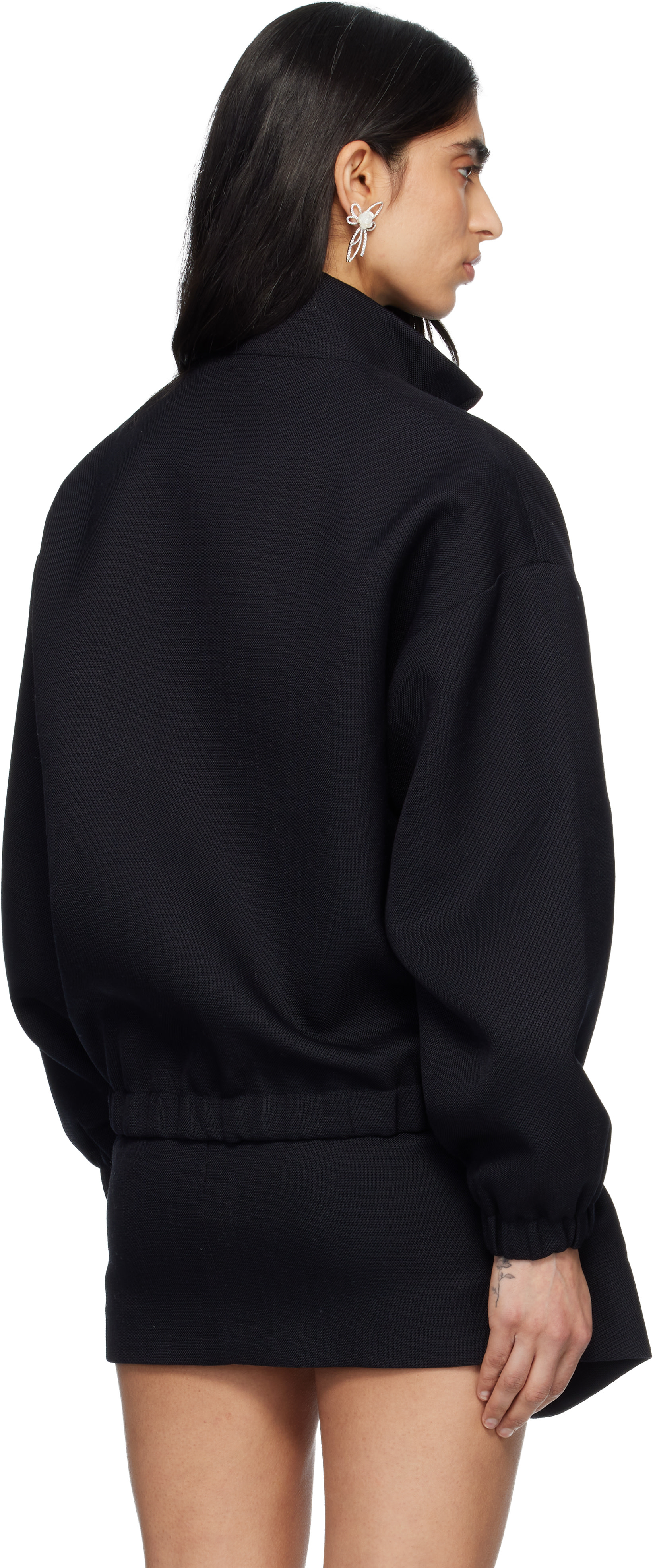 SHUSHU/TONG: Navy Tucked Seam Oversized Track Jacket | SSENSE
