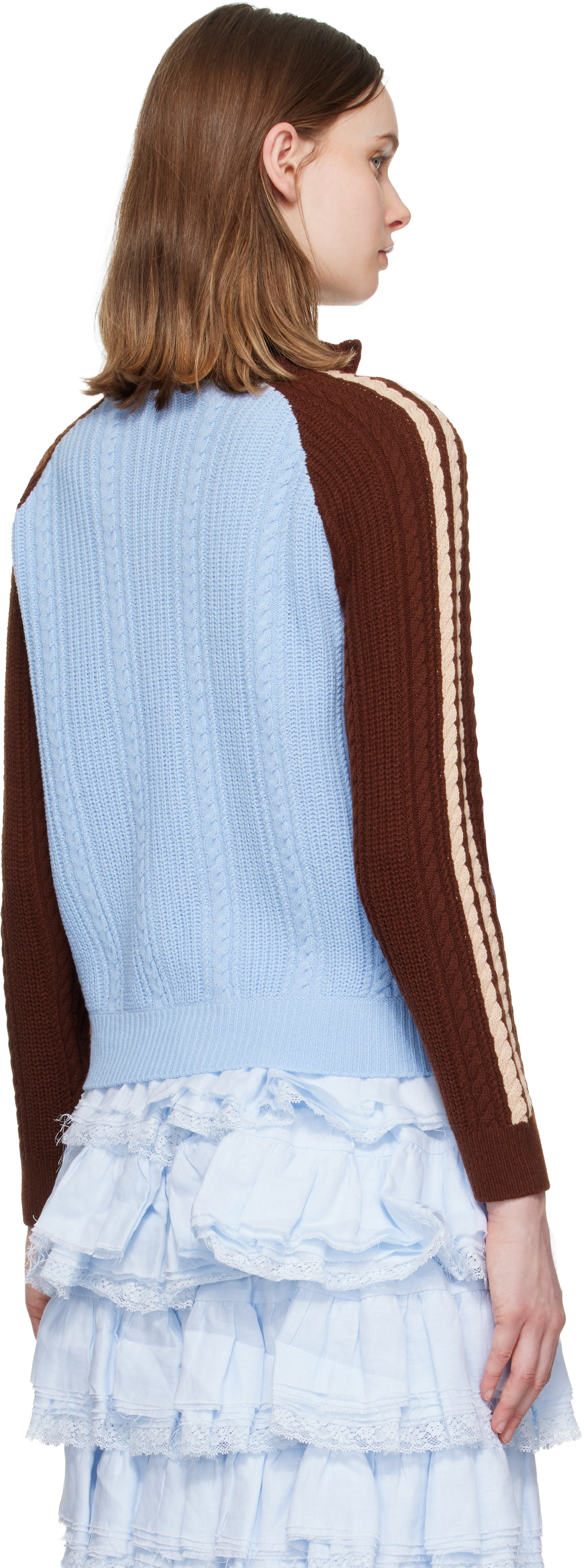SHUSHU/TONG シュシュトング ニット・セーター S 青 【古着】【中古】【送料無料】 SHUSHU/TONG: Navy Threadwork Knit Cardigan | SSENSE