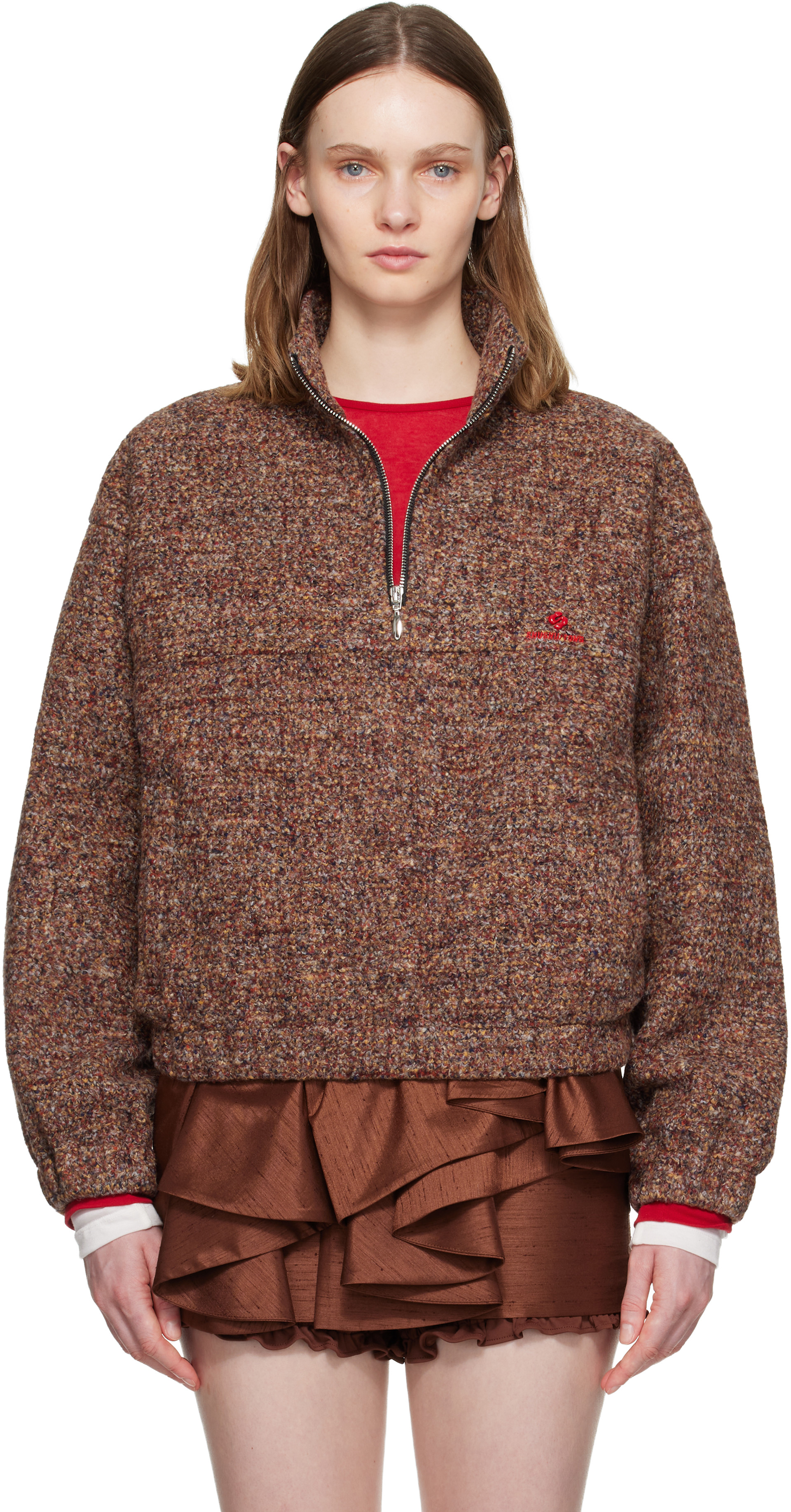SHUSHU/TONG: Brown Stand Neck Pullover Sweater | SSENSE Canada