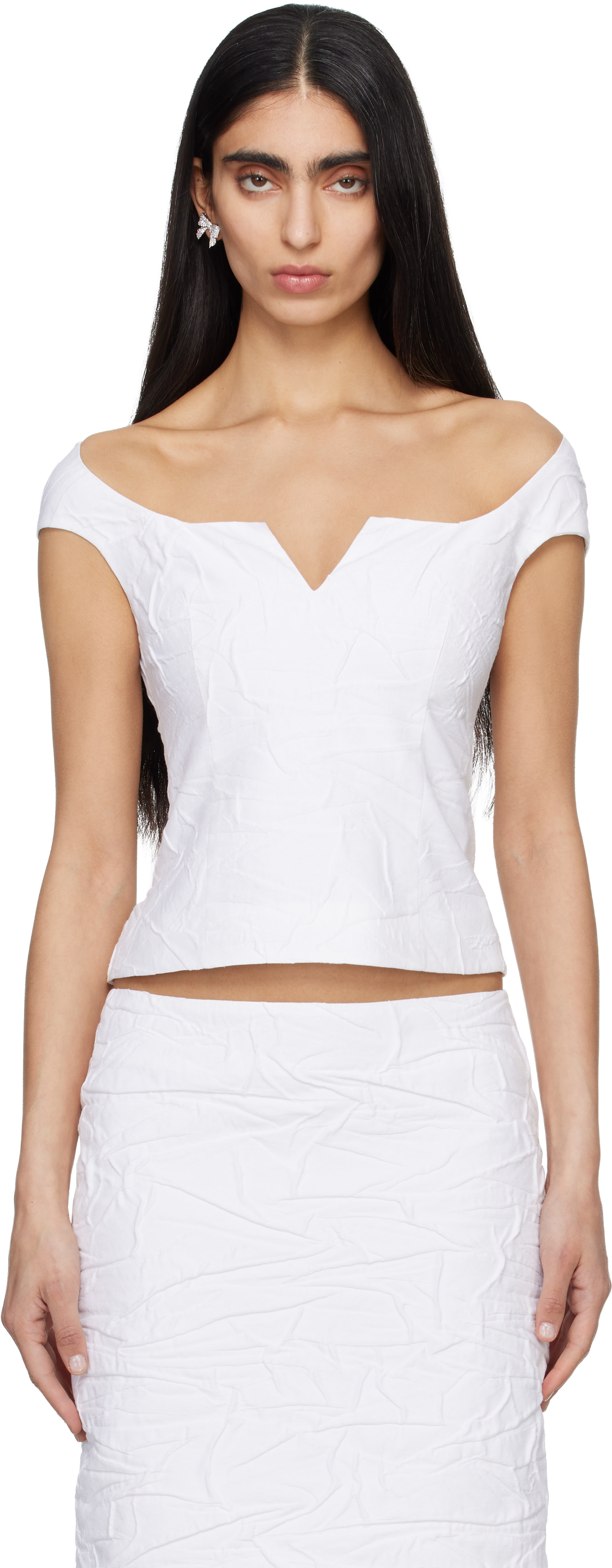 SHUSHU/TONG: 白色 Cut-Out U-Neck Crop 上装 | SSENSE 中国