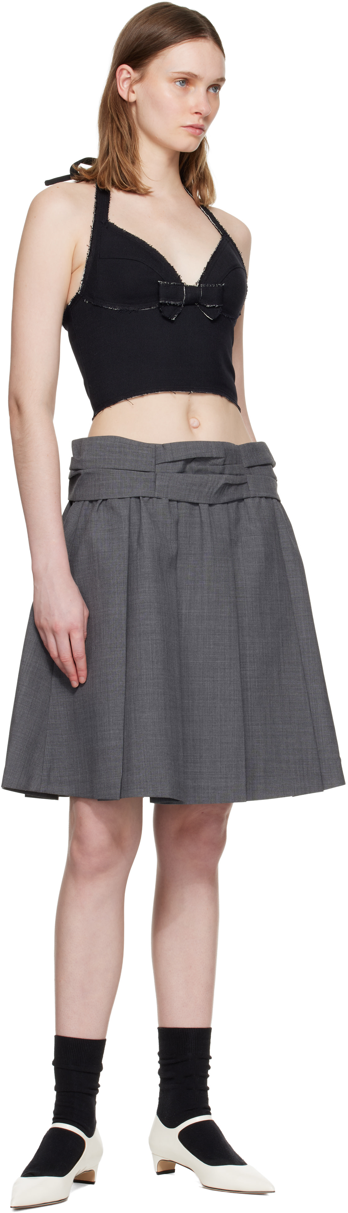 SHUSHU/TONG: Navy Halter Bow Tie Cami Top | SSENSE