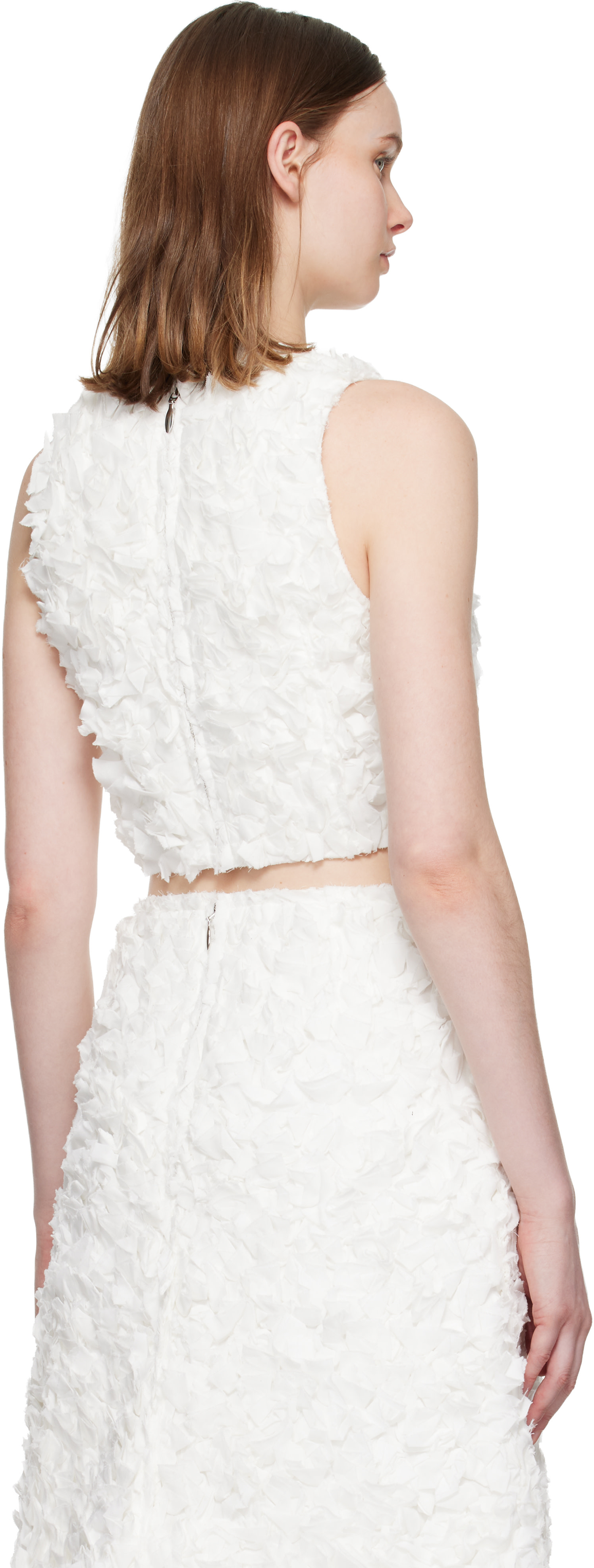 SHUSHU/TONG: White Ruffle Trim Sleeveless Top | SSENSE
