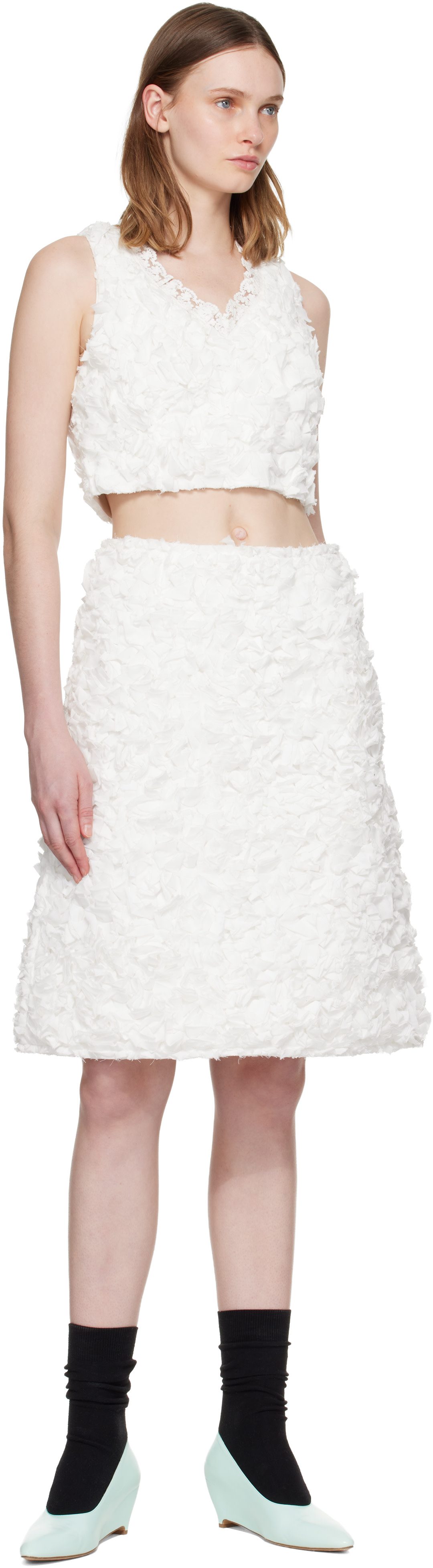 SHUSHU/TONG: White Ruffle Trim Sleeveless Top | SSENSE