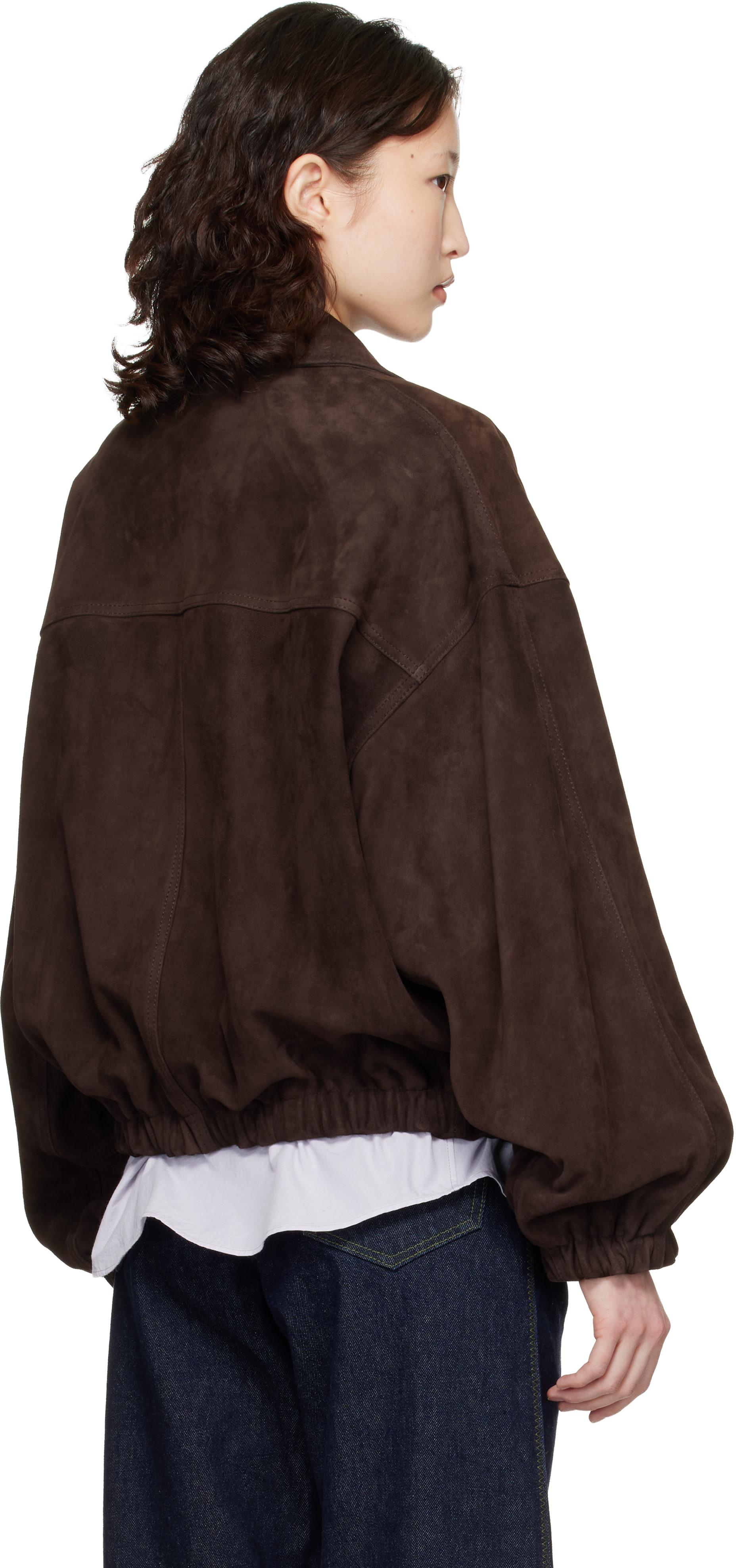 Cordera - Brown Paneled Suede Bomber Jacket