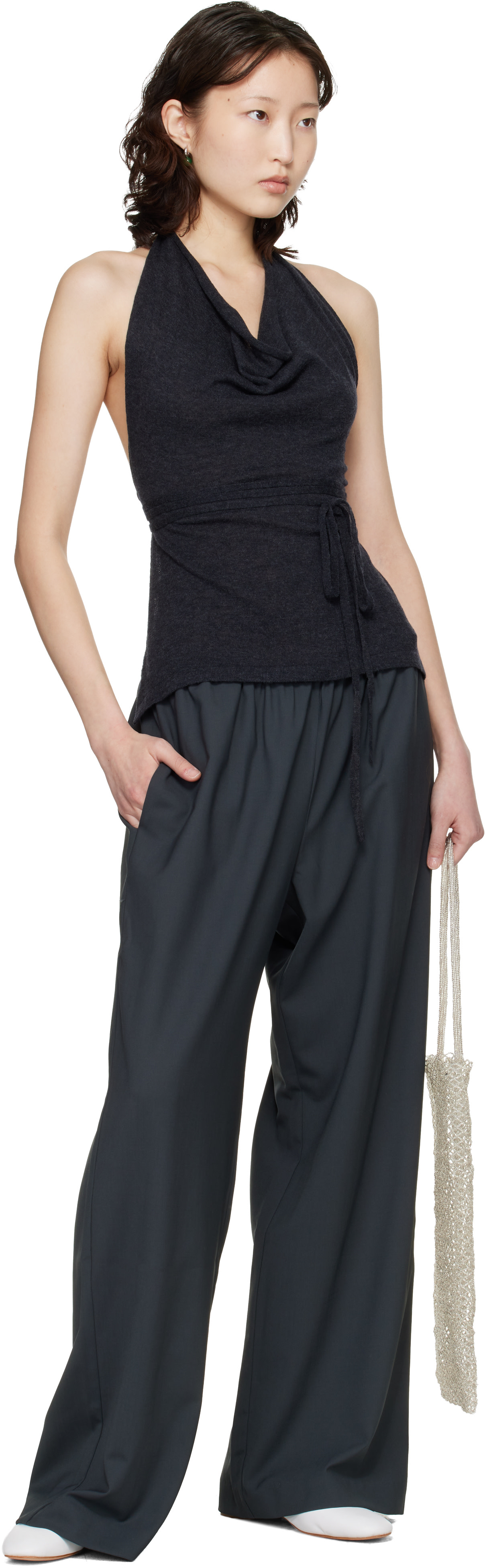 Cordera - Gray Tailored Drawstring Trousers
