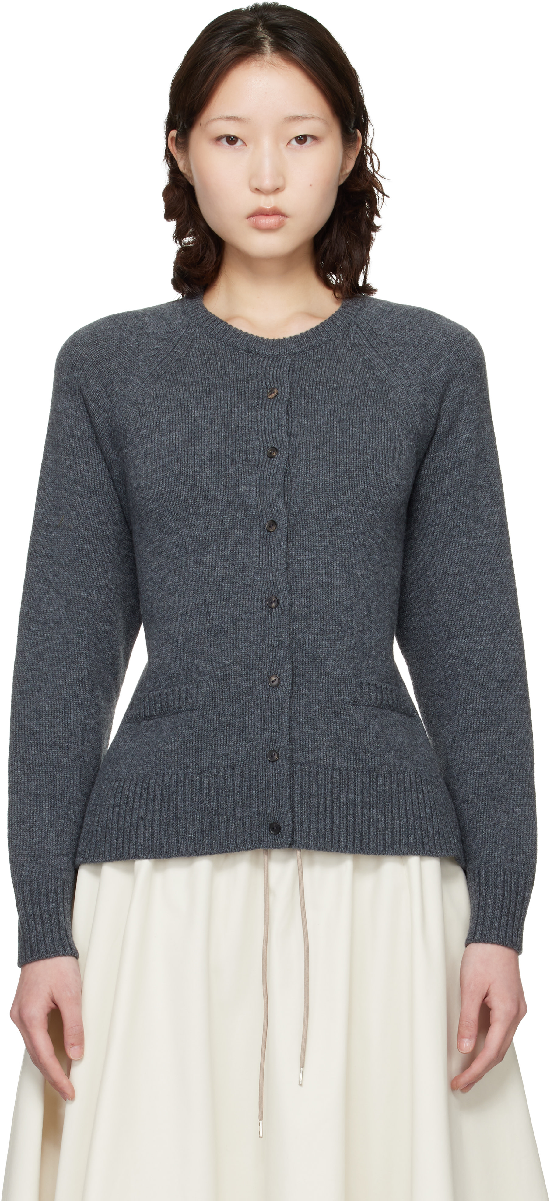 Cordera: Gray Merino Wool Open-Back Cardigan | SSENSE