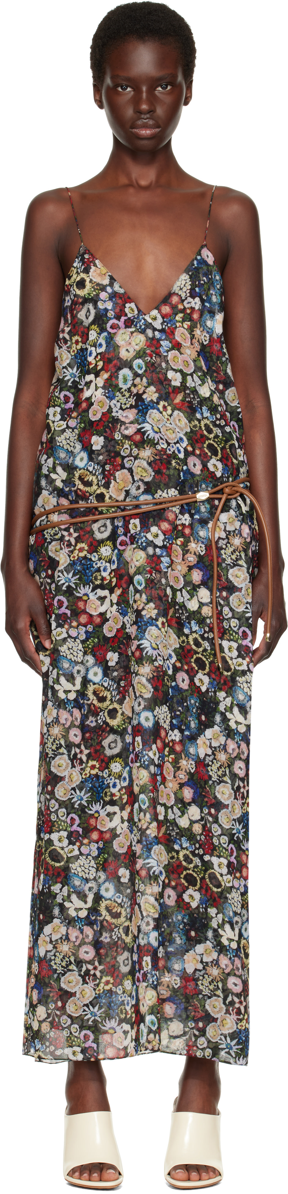 khaite dress KHAITE: Multicolor Taja Maxi faced crepe KHAITE Pim Dress in Blue