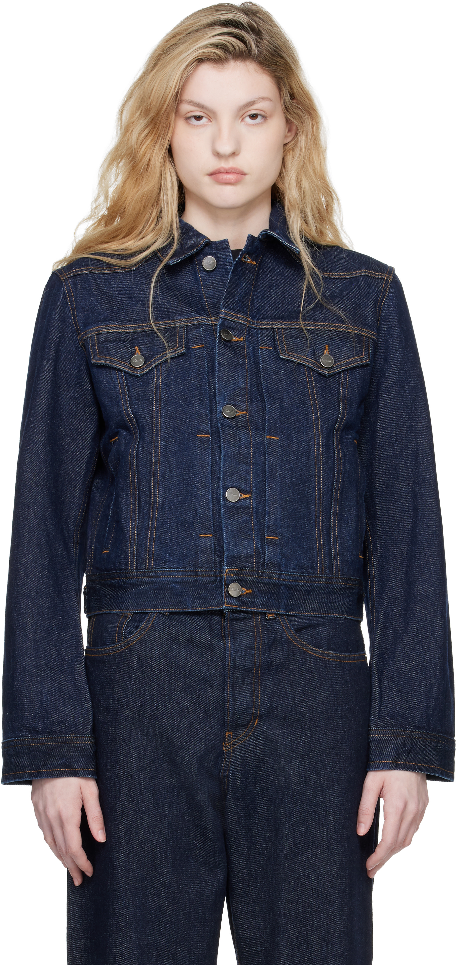 KHAITE - Blouson Augustine bleu marine en denim