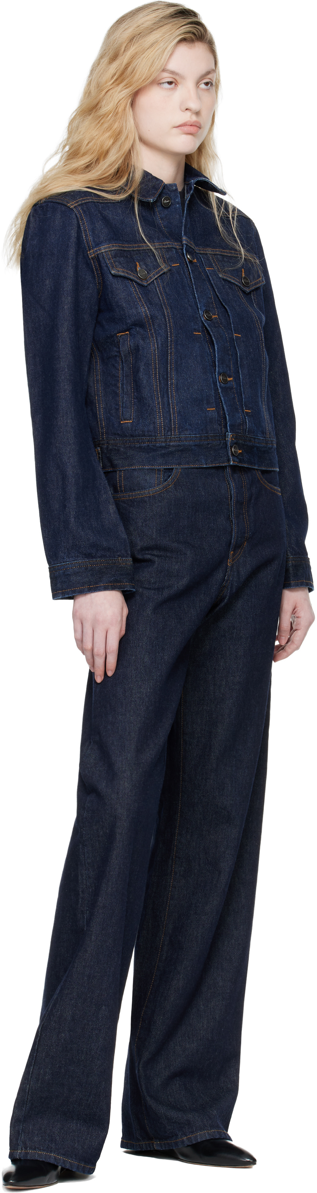 KHAITE - Blouson Augustine bleu marine en denim