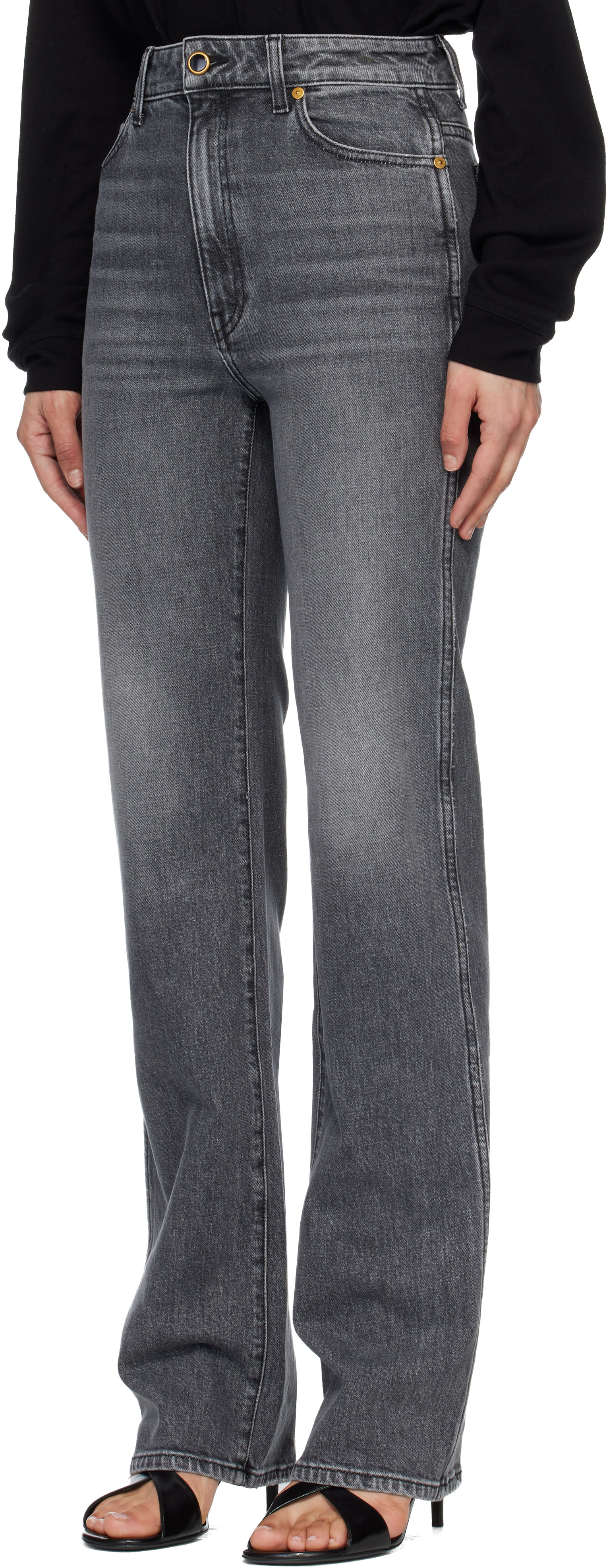 KHAITE - Jean Danielle gris en denim extensible