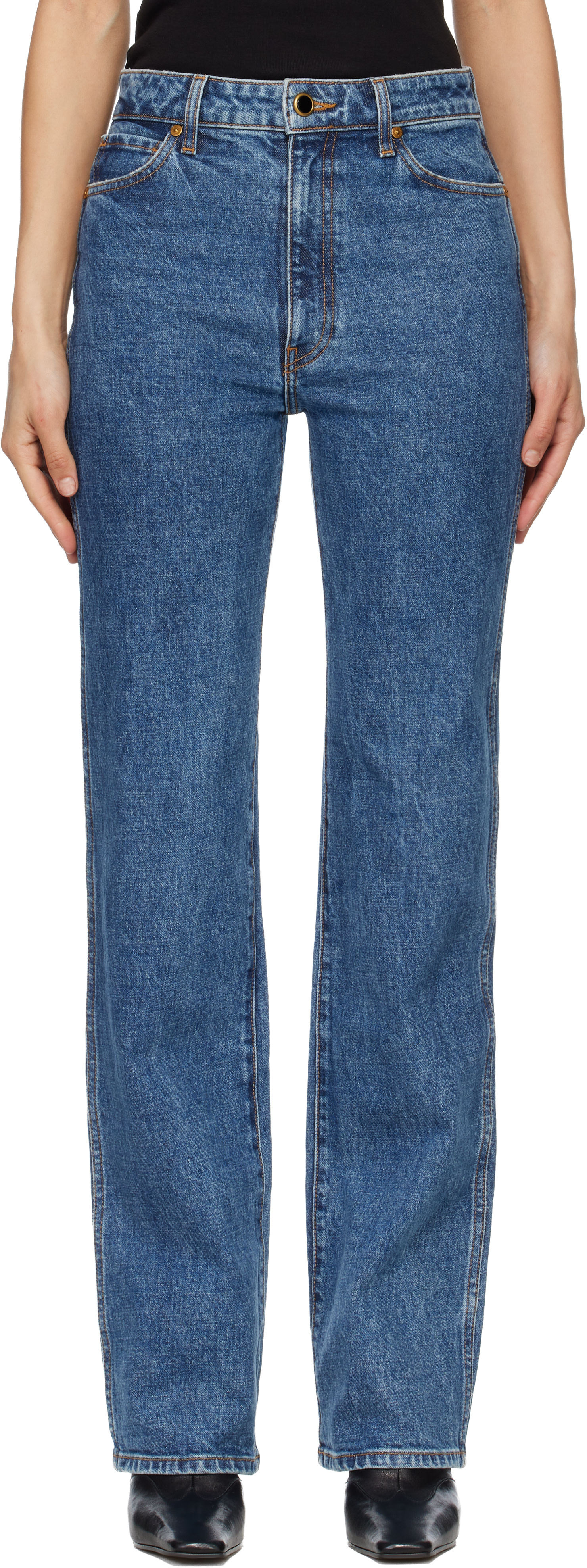 KHAITE - Jean Danielle bleu en denim extensible