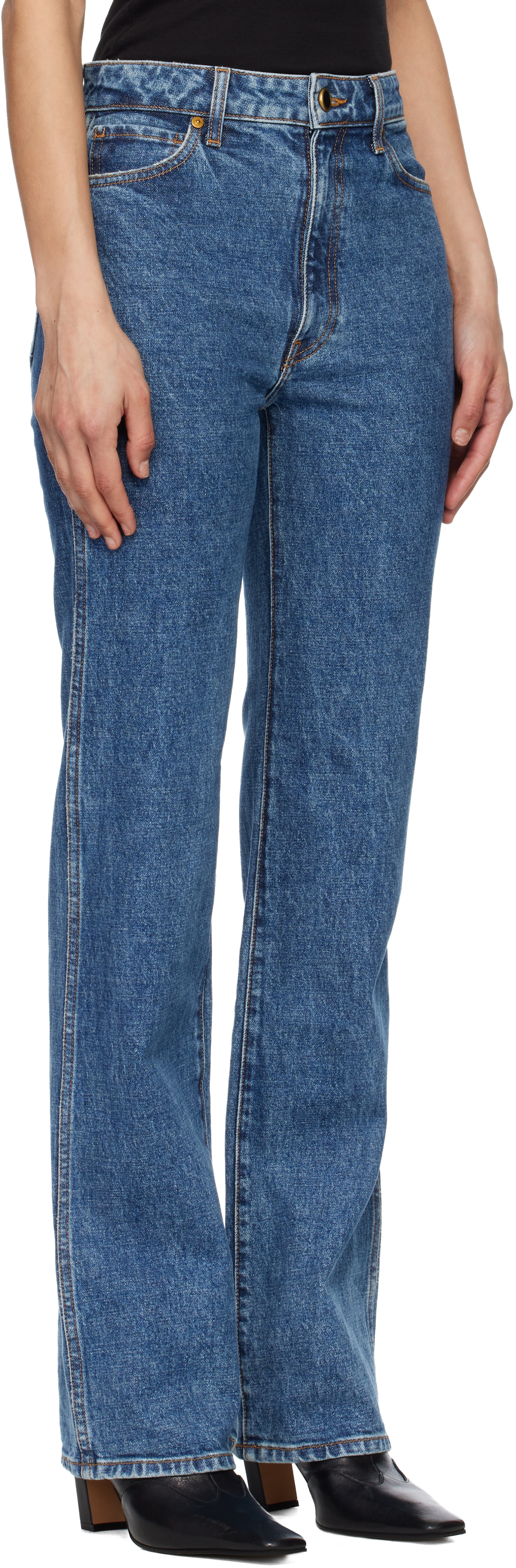 KHAITE - Jean Danielle bleu en denim extensible