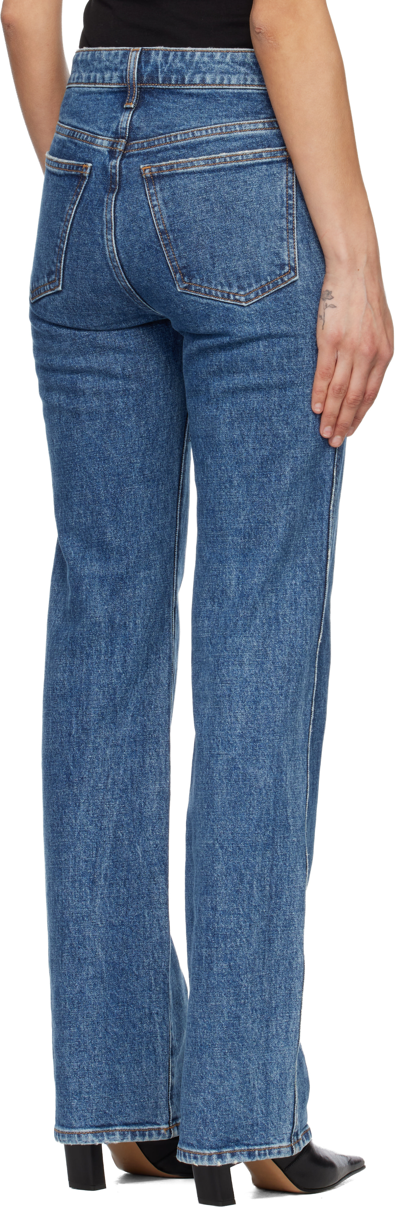KHAITE - Jean Danielle bleu en denim extensible