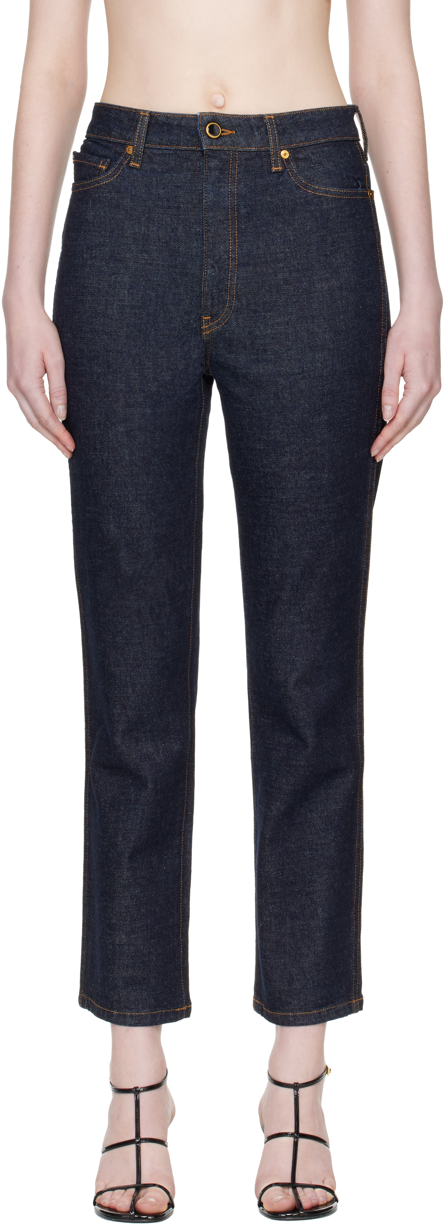 KHAITE - Jean Abigail bleu en denim extensible