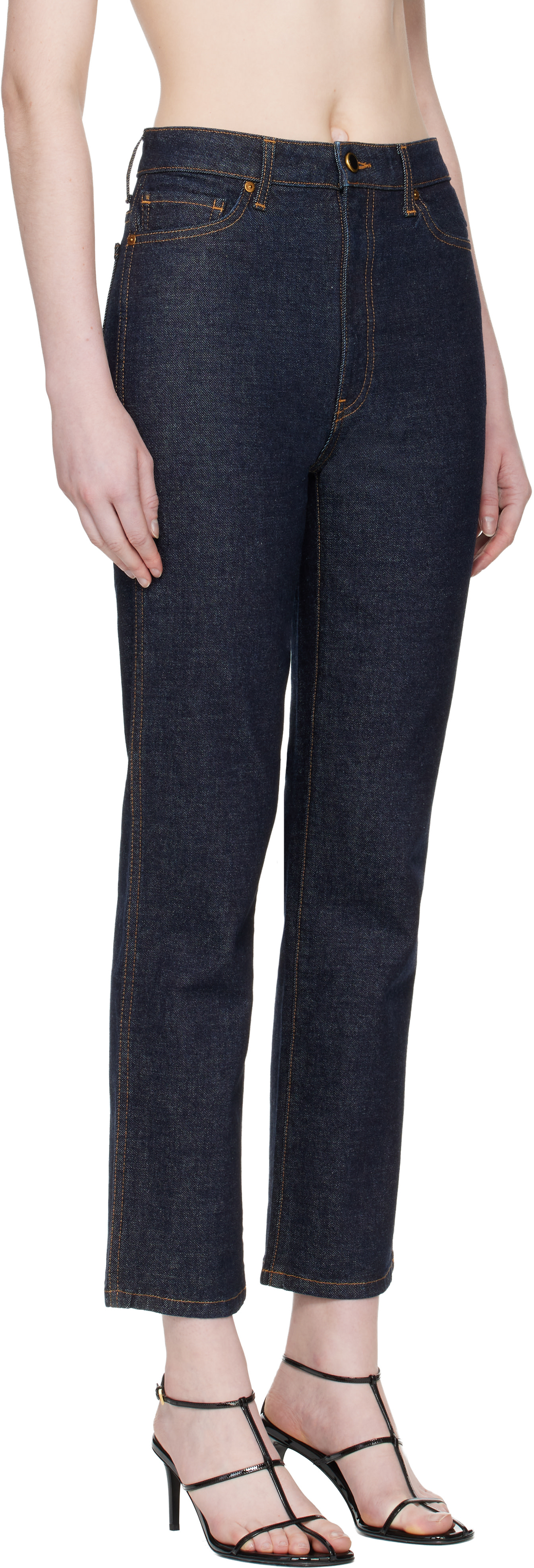 KHAITE - Jean Abigail bleu en denim extensible