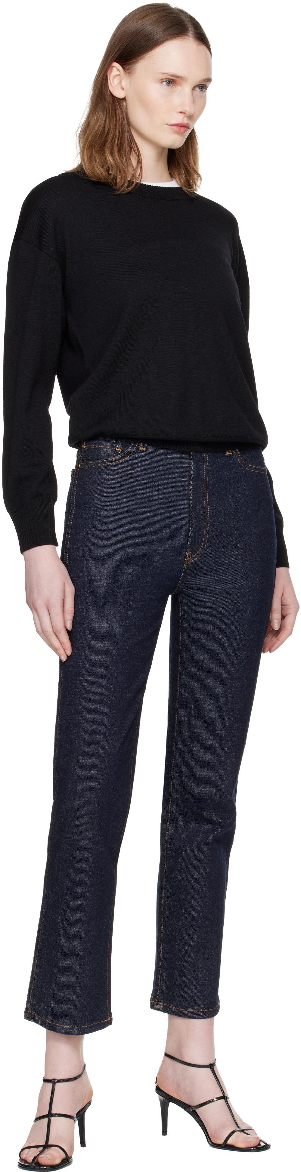KHAITE - Jean Abigail bleu en denim extensible