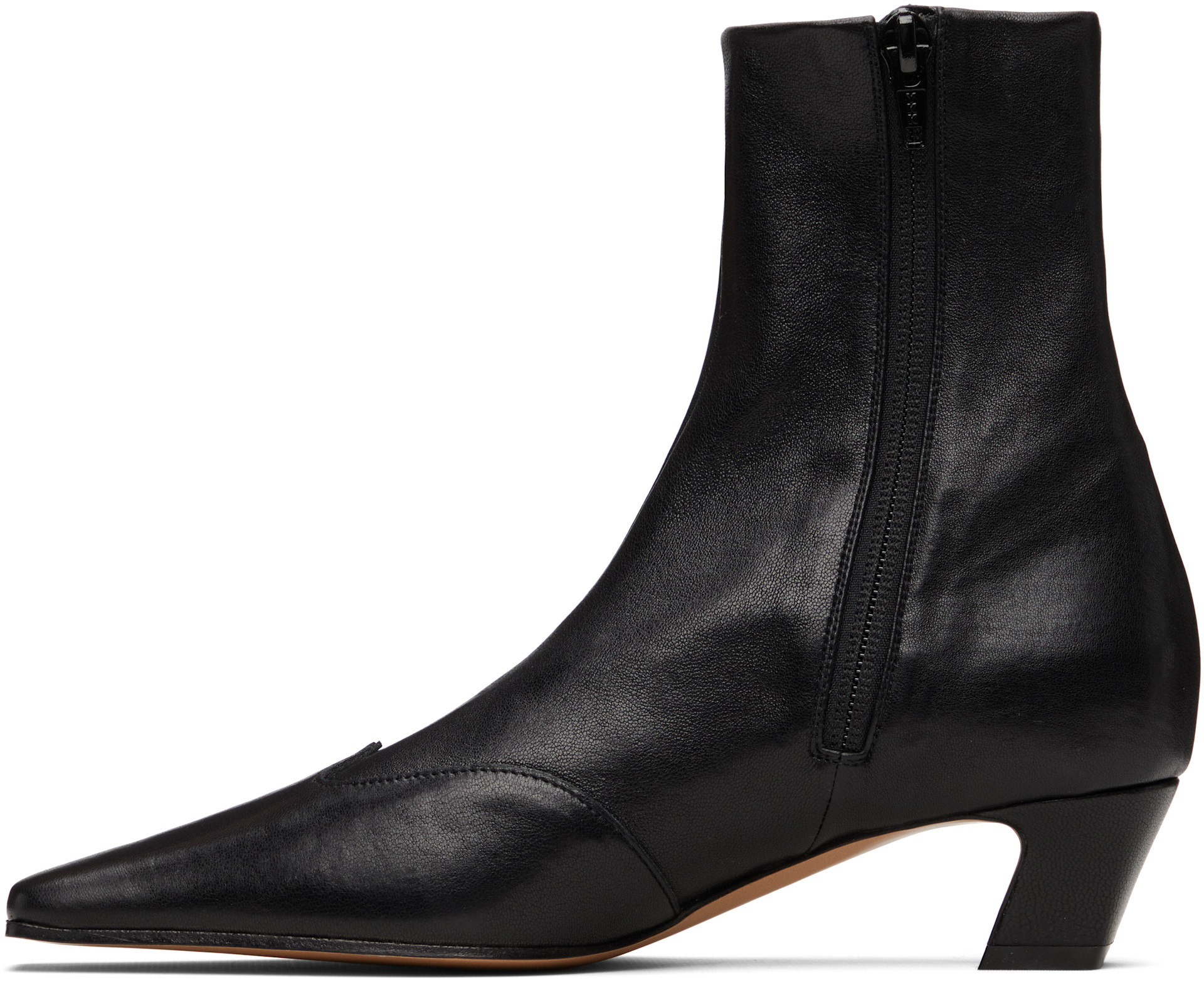 KHAITE - Bottines Nevada noires en cuir extensible