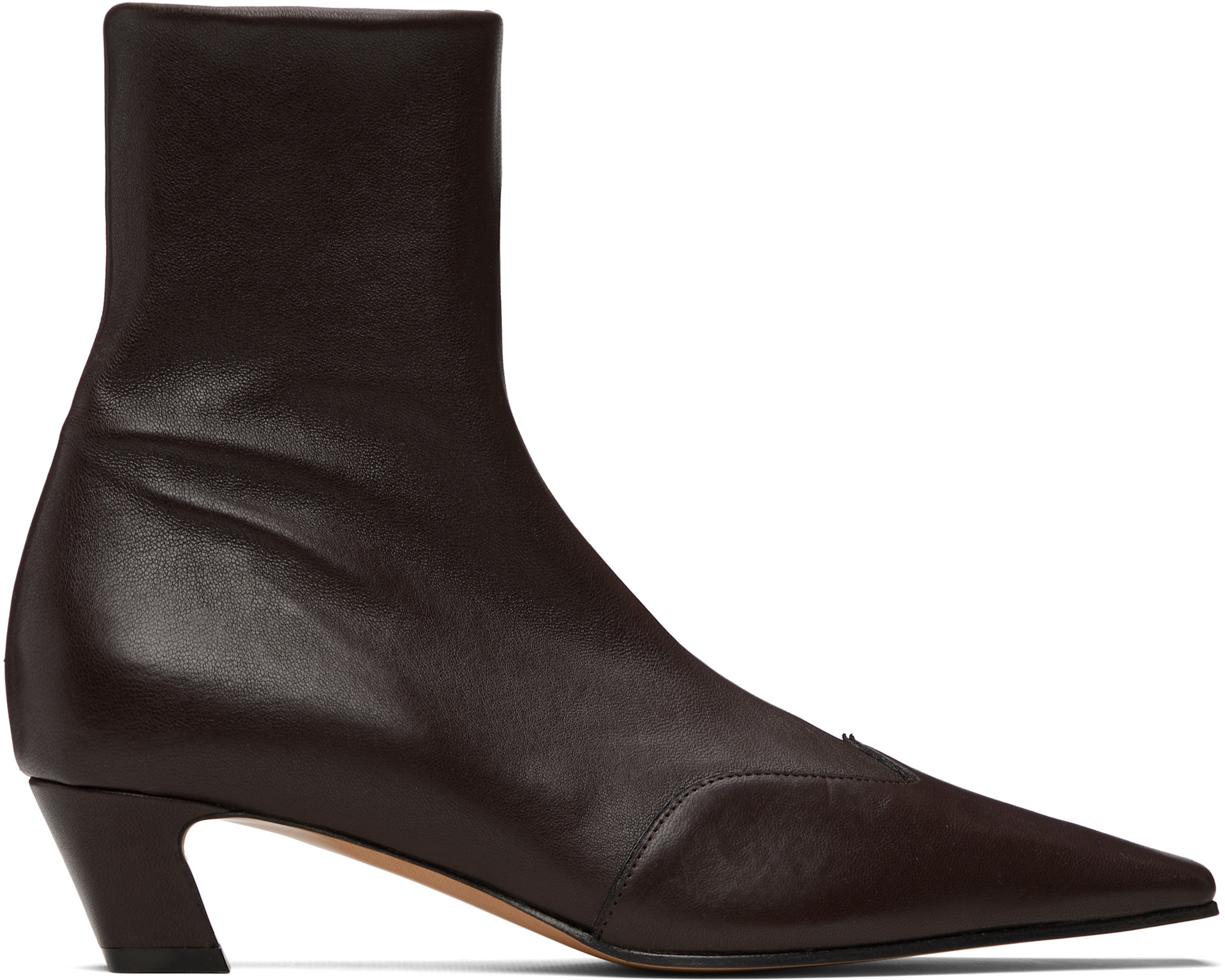 KHAITE - Bottines Nevada brunes en cuir extensible