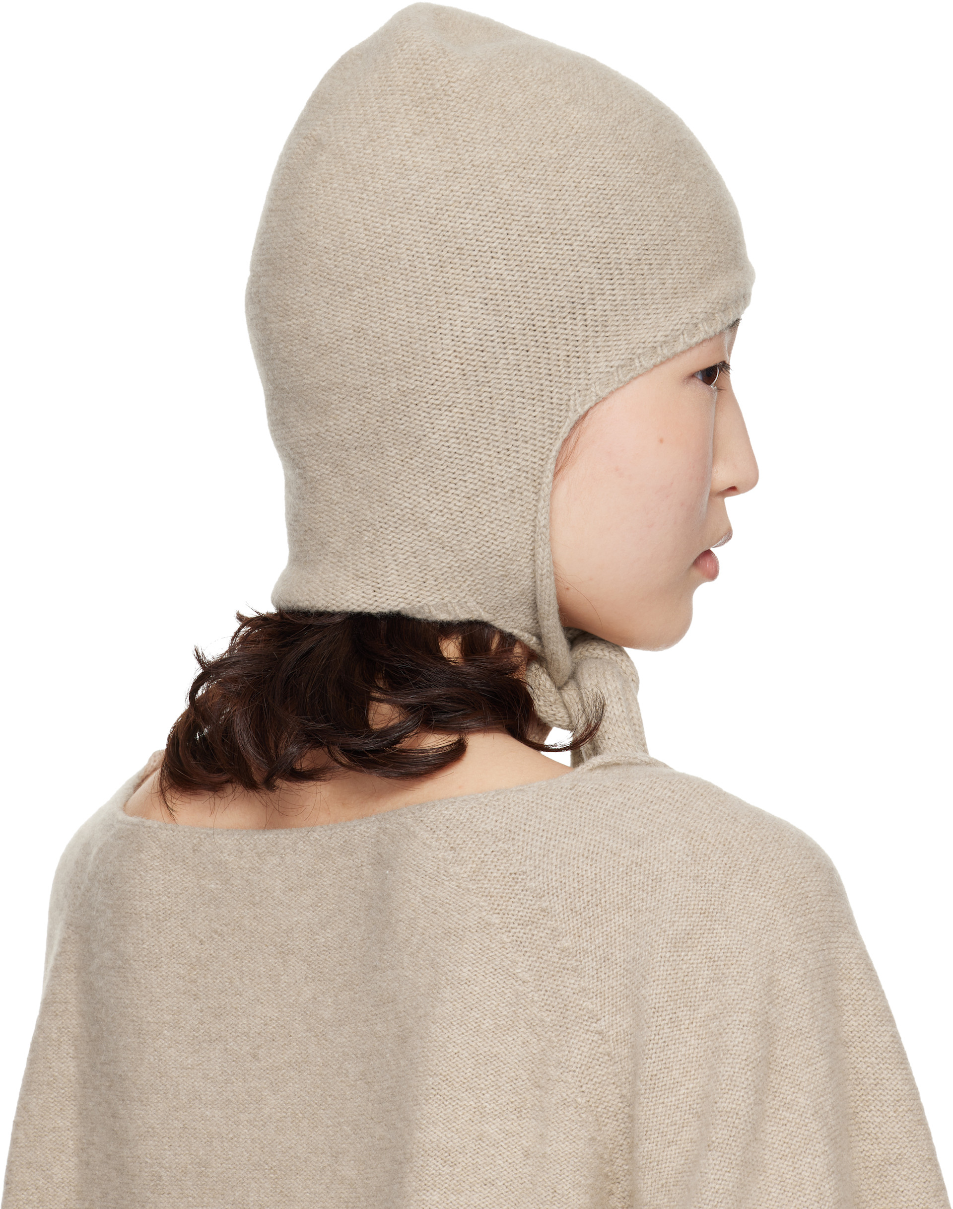 Baserange: Beige Tier Hood Beanie | SSENSE