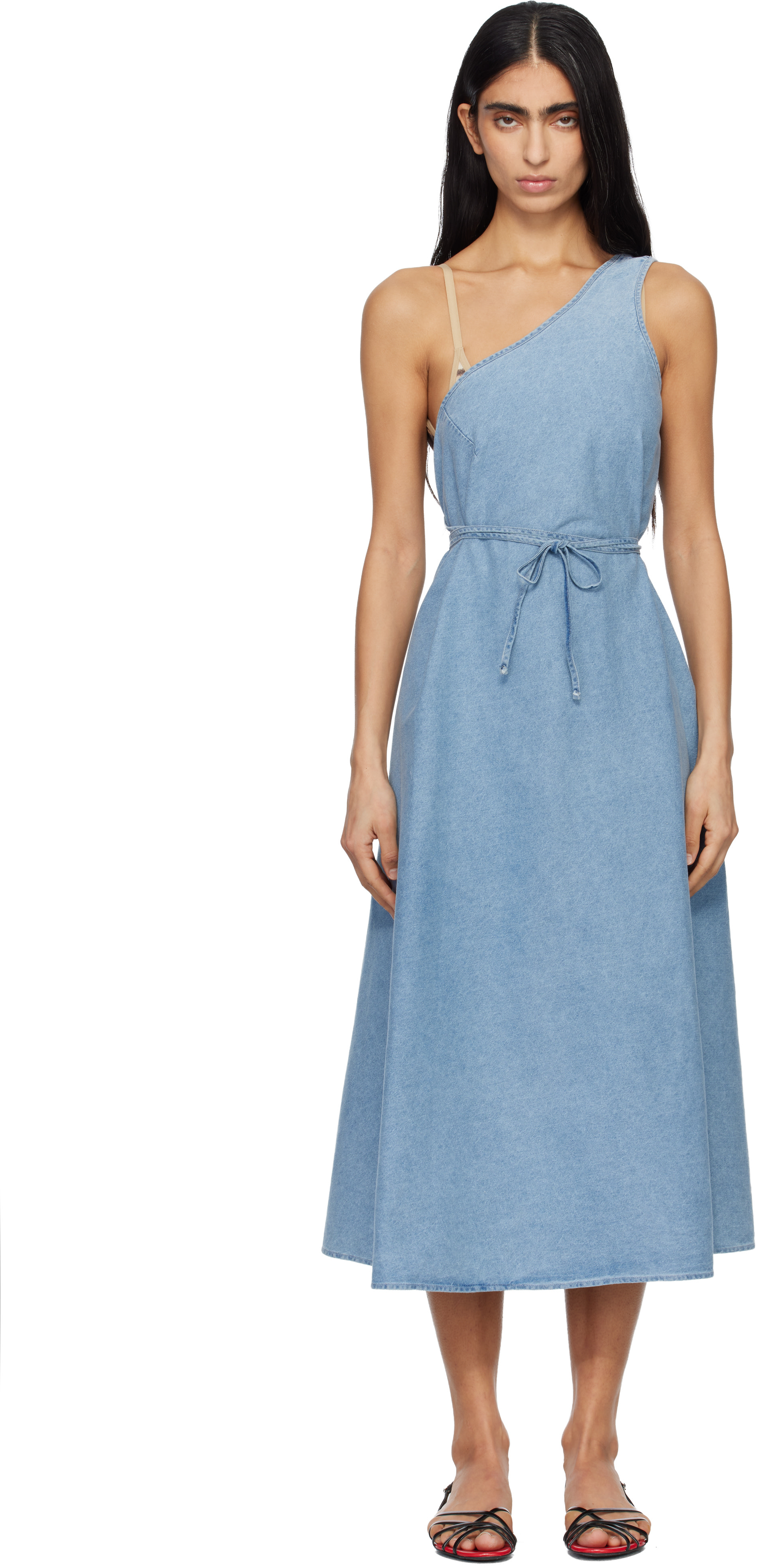 Baserange - Robe midi Eye bleue en denim