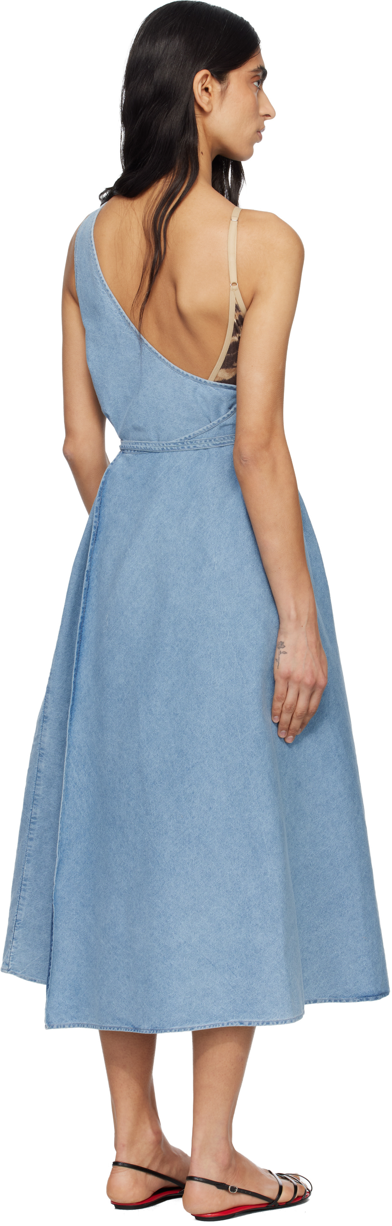 Baserange - Robe midi Eye bleue en denim