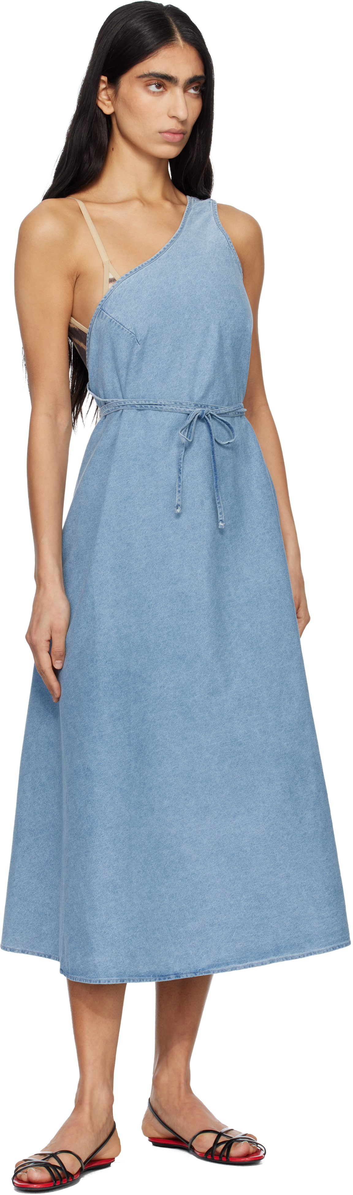 Baserange - Robe midi Eye bleue en denim