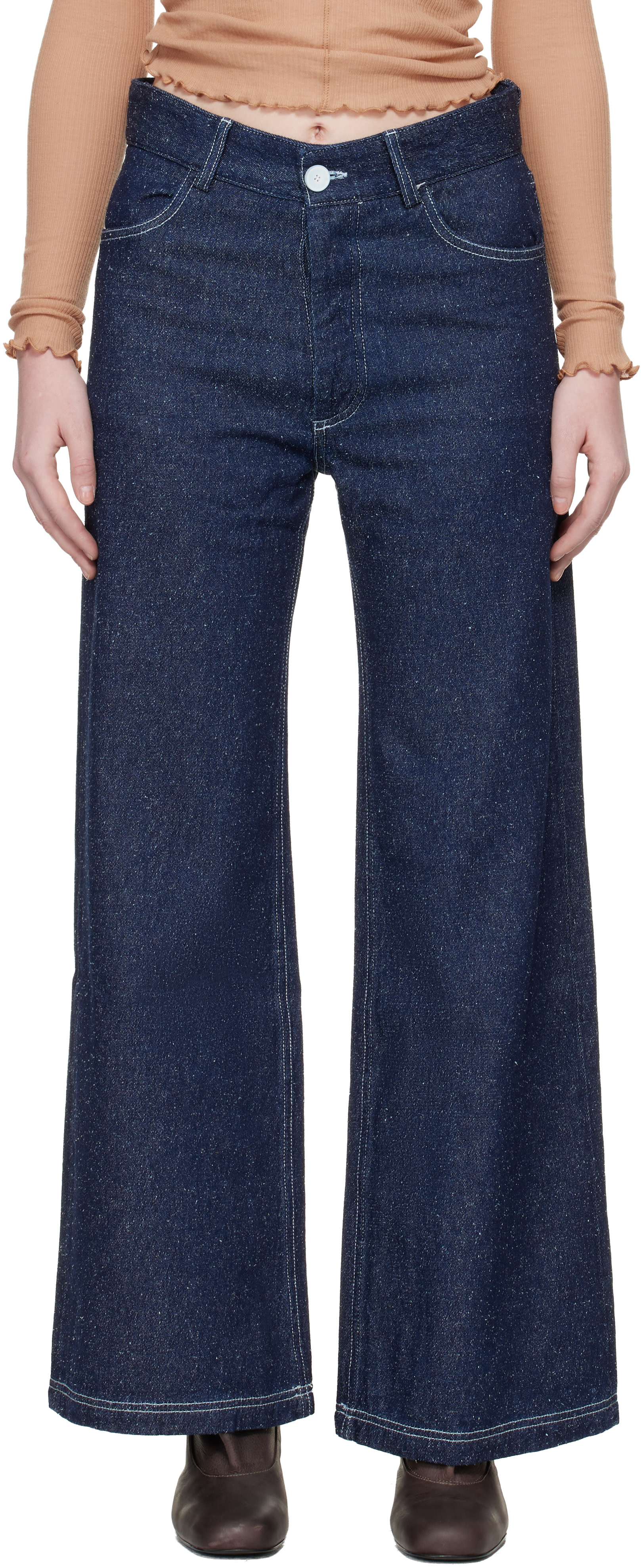 Baserange - Jean ample Tajo bleu marine