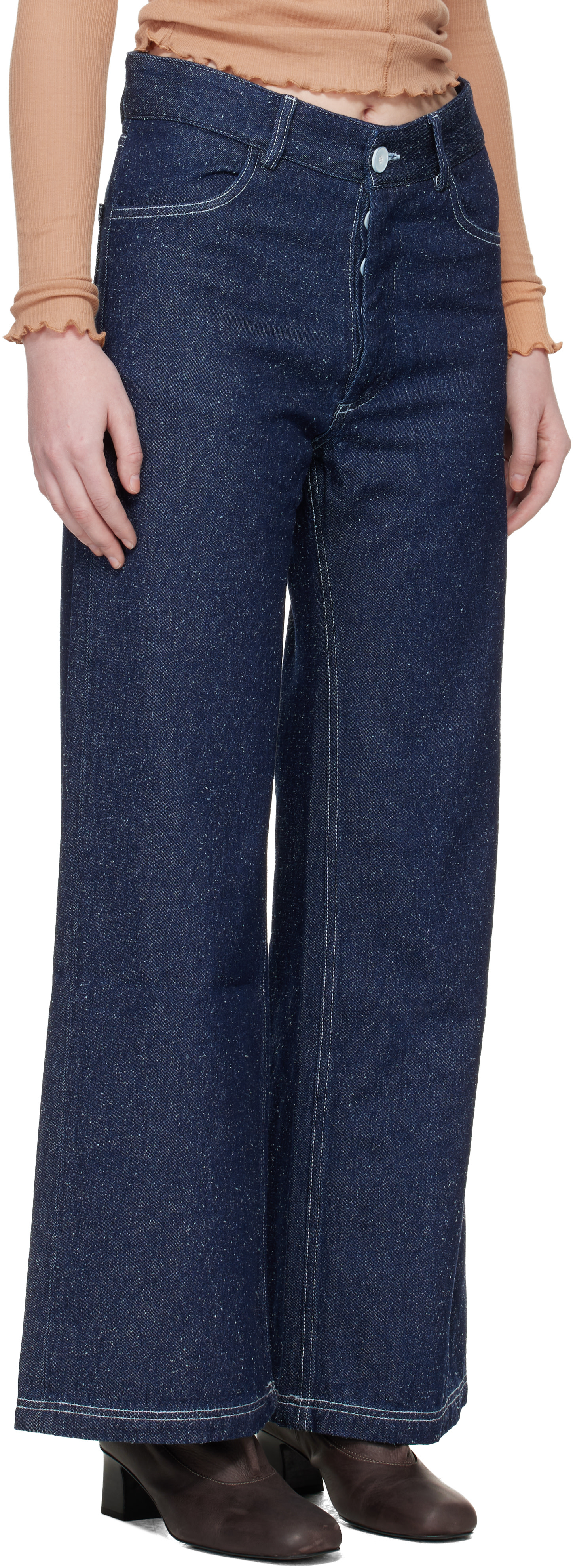 Baserange - Jean ample Tajo bleu marine