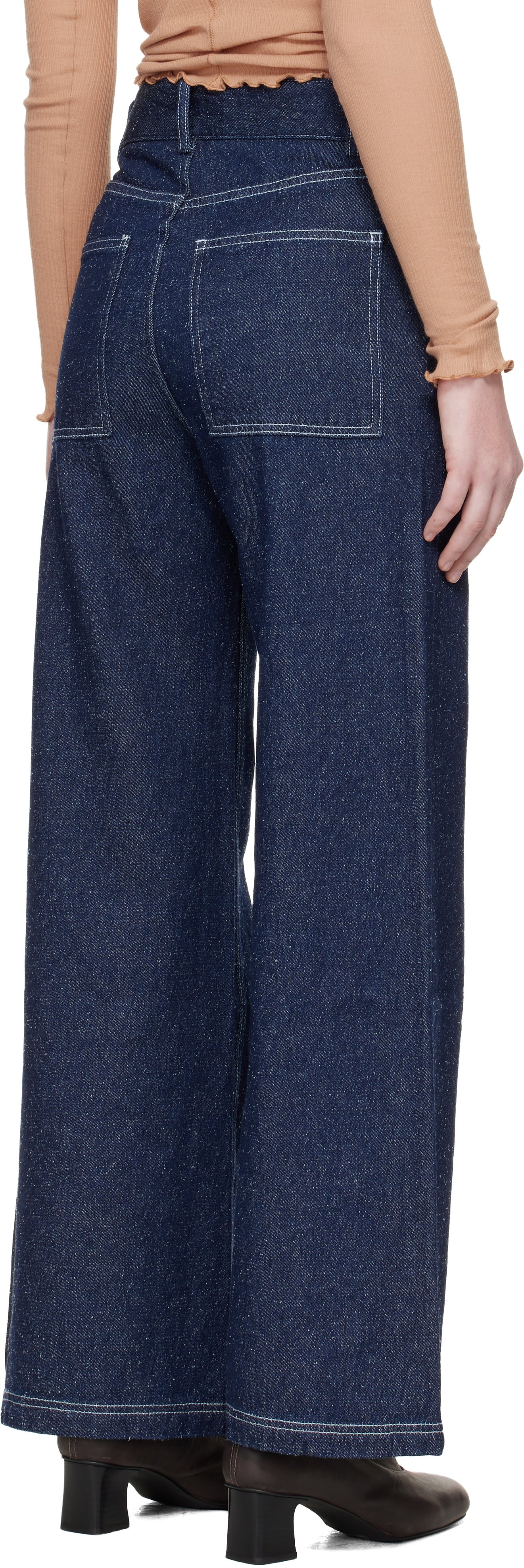 Baserange - Jean ample Tajo bleu marine