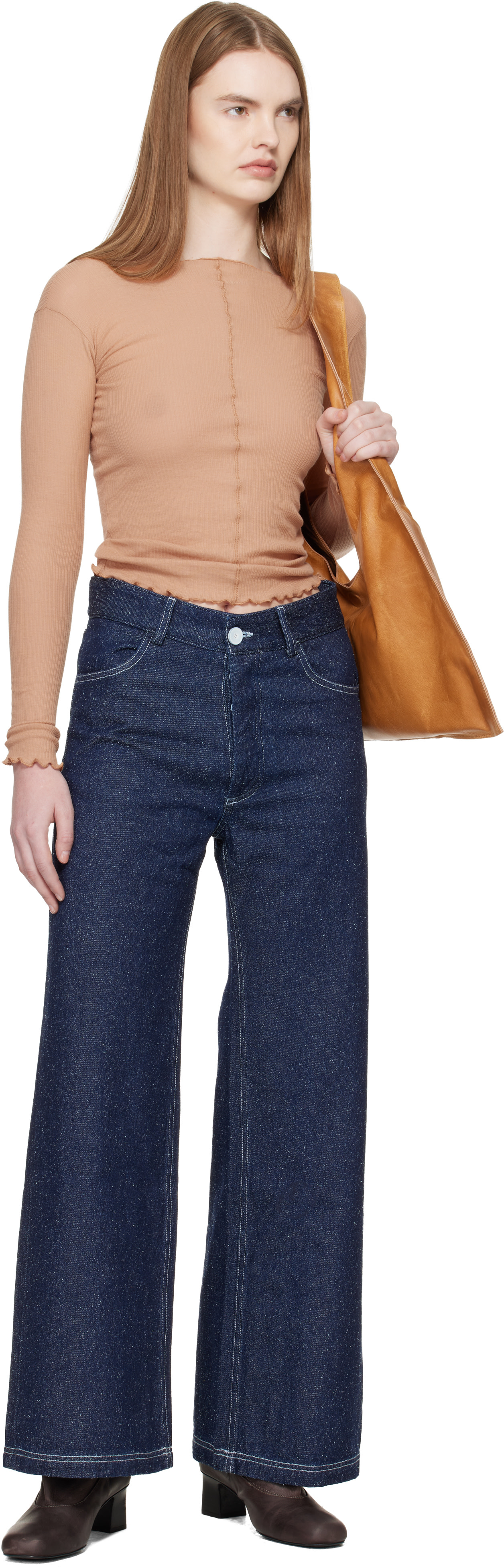 Baserange - Jean ample Tajo bleu marine