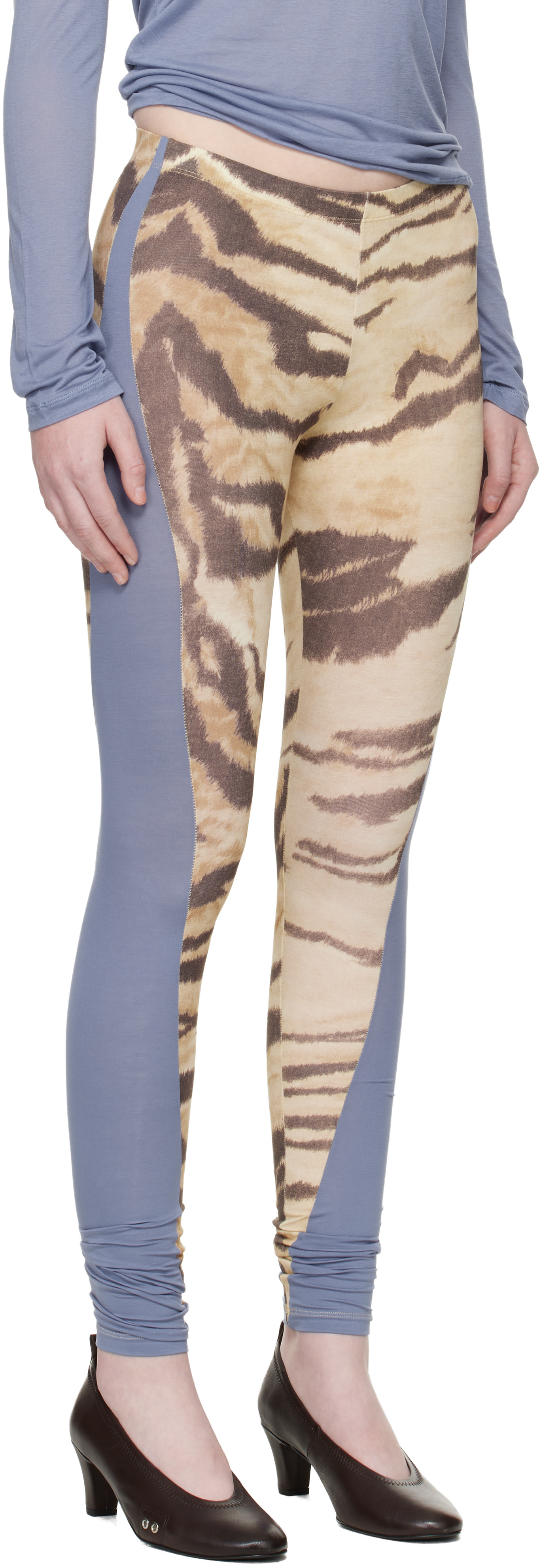 Baserange - Legging Net bleu et beige