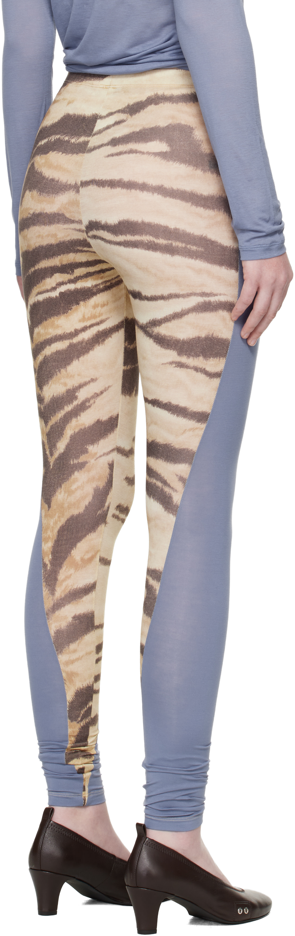 Baserange - Legging Net bleu et beige
