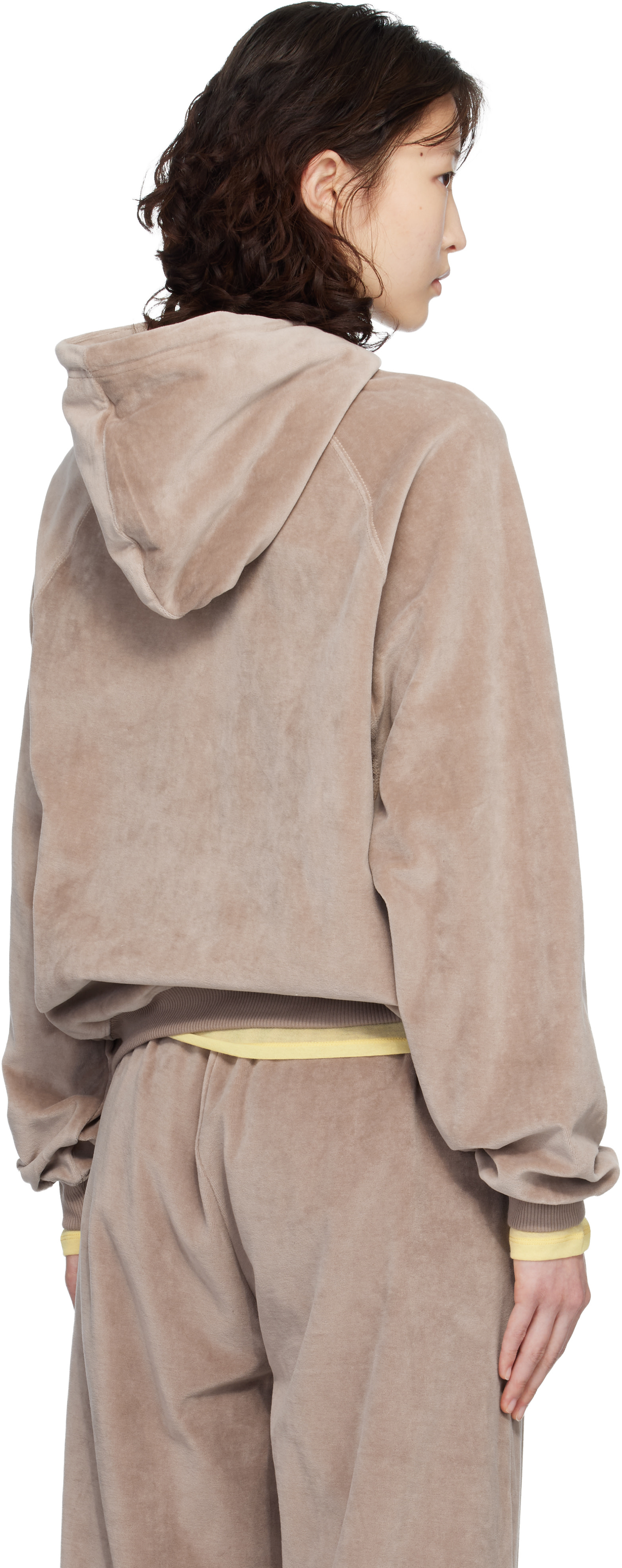 Baserange - Pull à capuche Rim taupe à manches raglan