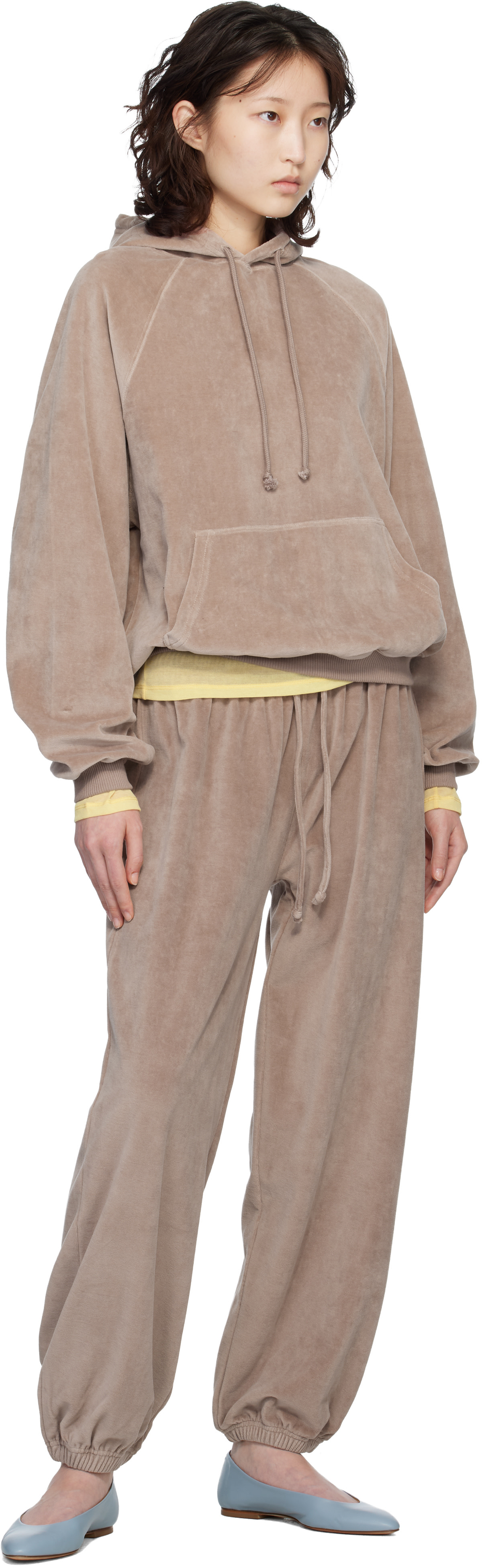 Baserange - Pull à capuche Rim taupe à manches raglan