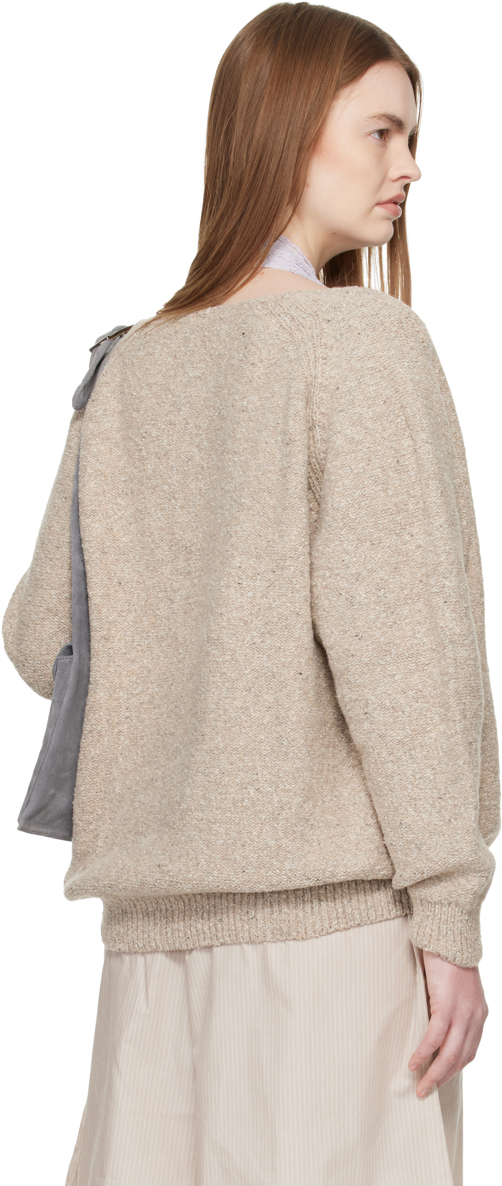 Baserange - Pull Soar beige à col en V