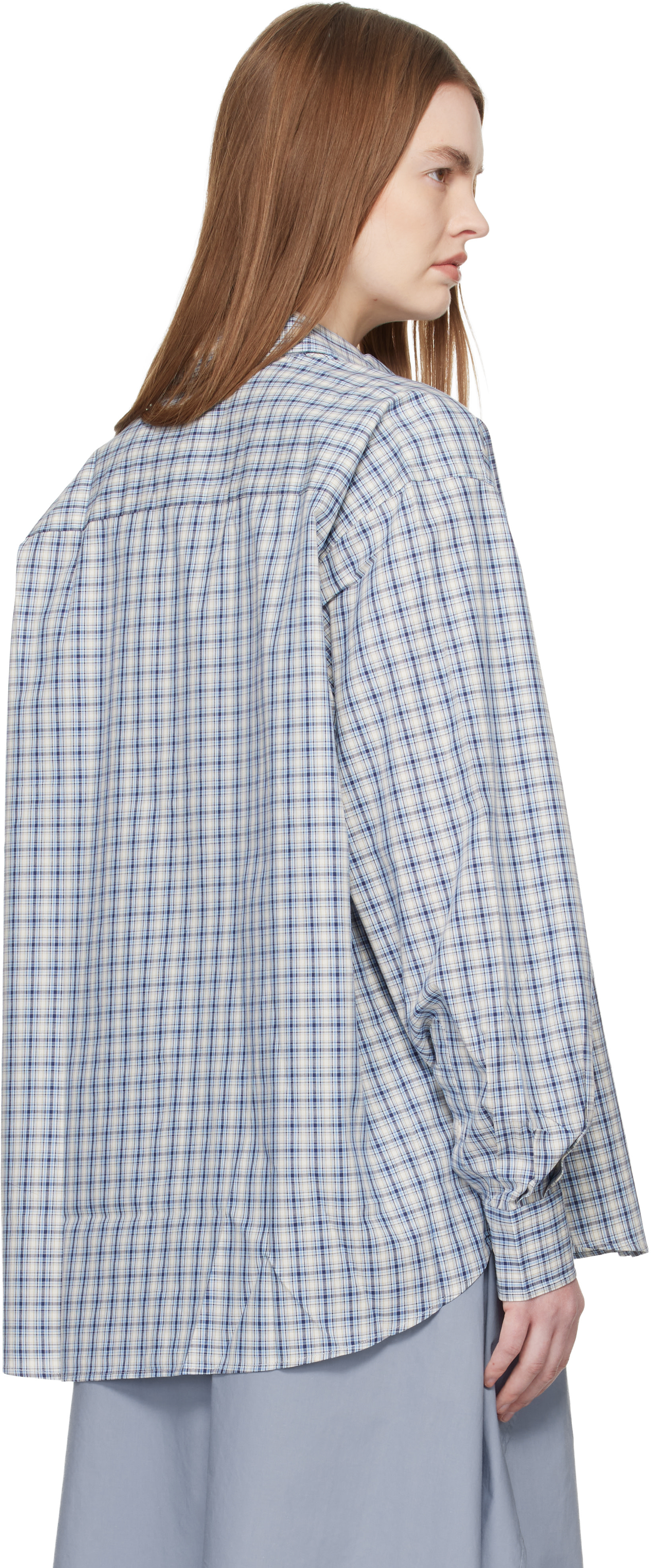 baserange Claude Shirt ブルーチェック シャツ XS Baserange: ブルー Claude シャツ | SSENSE 日本