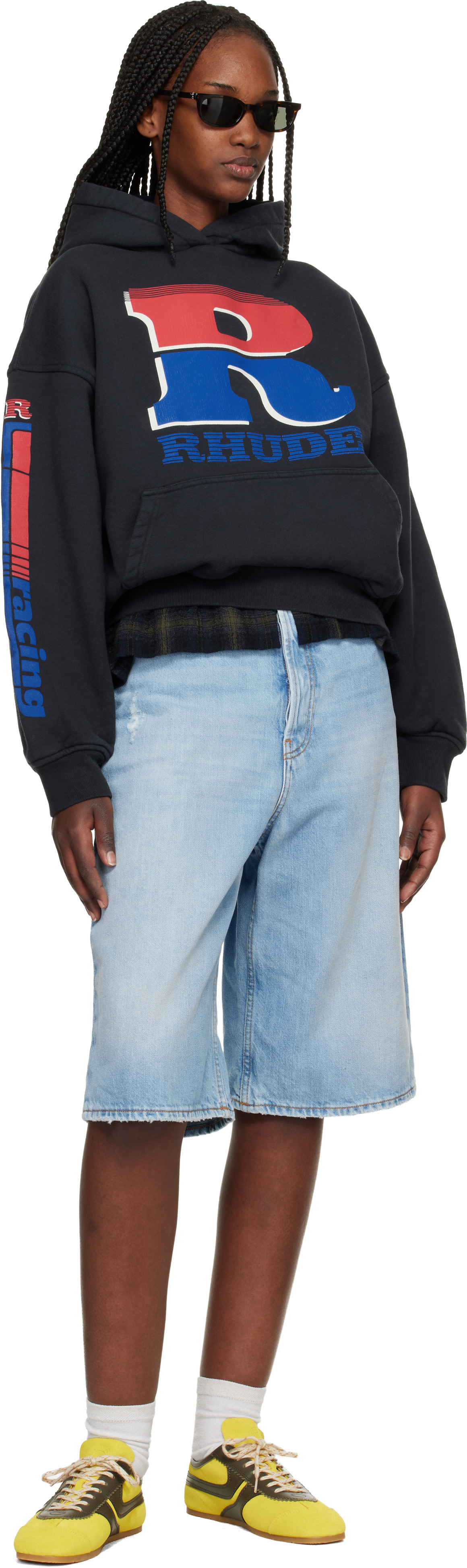 Rhude - Pull à capuche noir à logo
