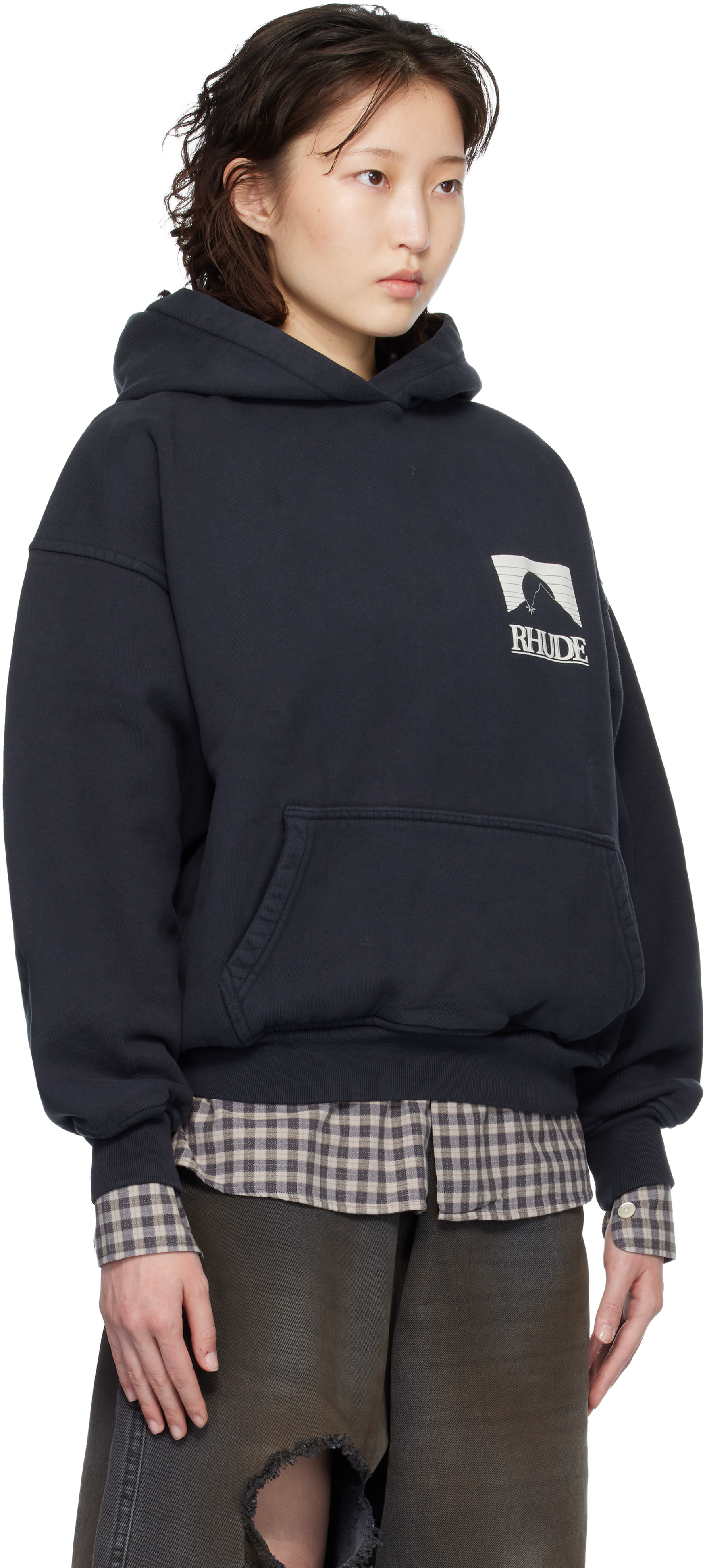 Rhude - Pull à capuche noir à logos Moonlight