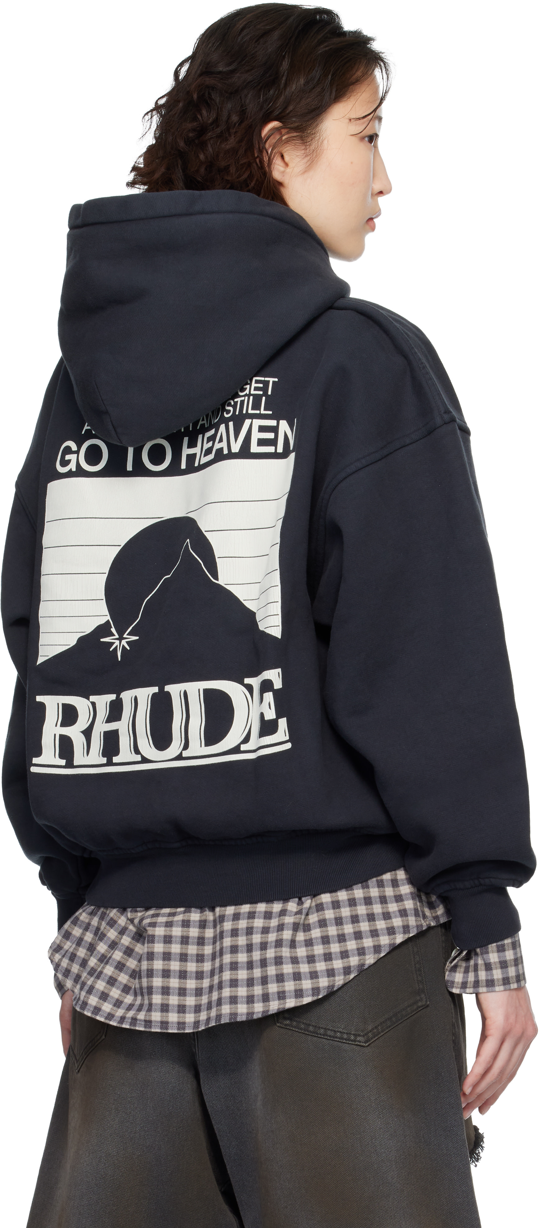 Rhude - Pull à capuche noir à logos Moonlight